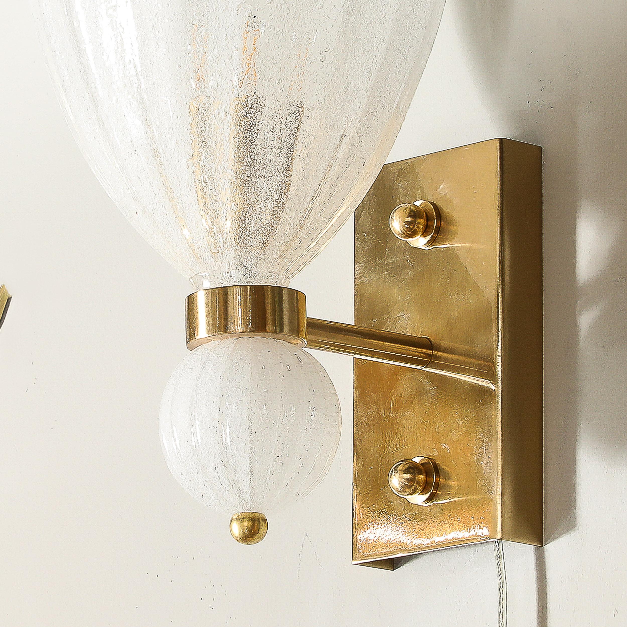 Ensemble de 4 appliques orbitales en verre soufflé à la bouche de Murano, cannelé, à chute orbitale en vente 11