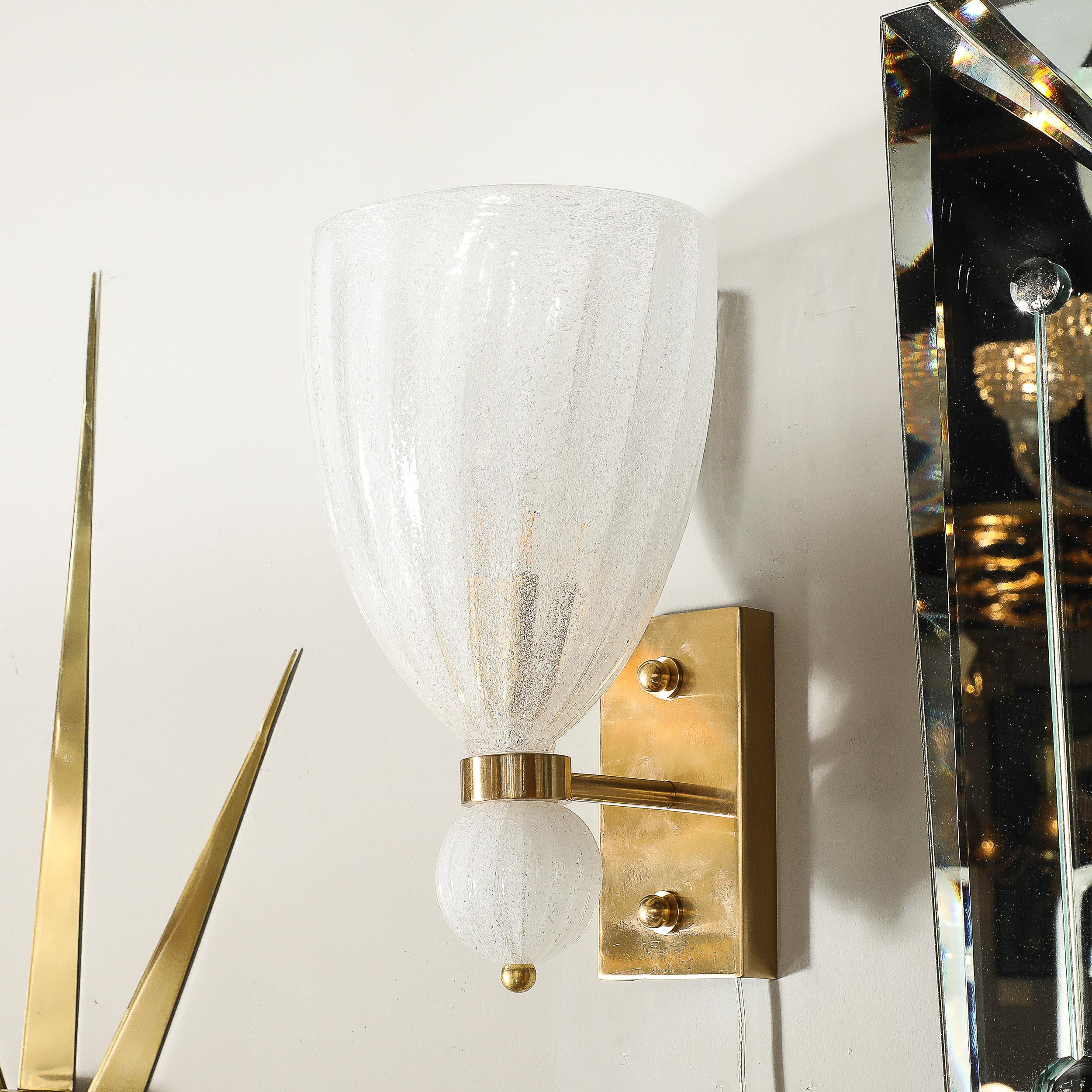 Ensemble de 4 appliques orbitales en verre soufflé à la bouche de Murano, cannelé, à chute orbitale en vente 12