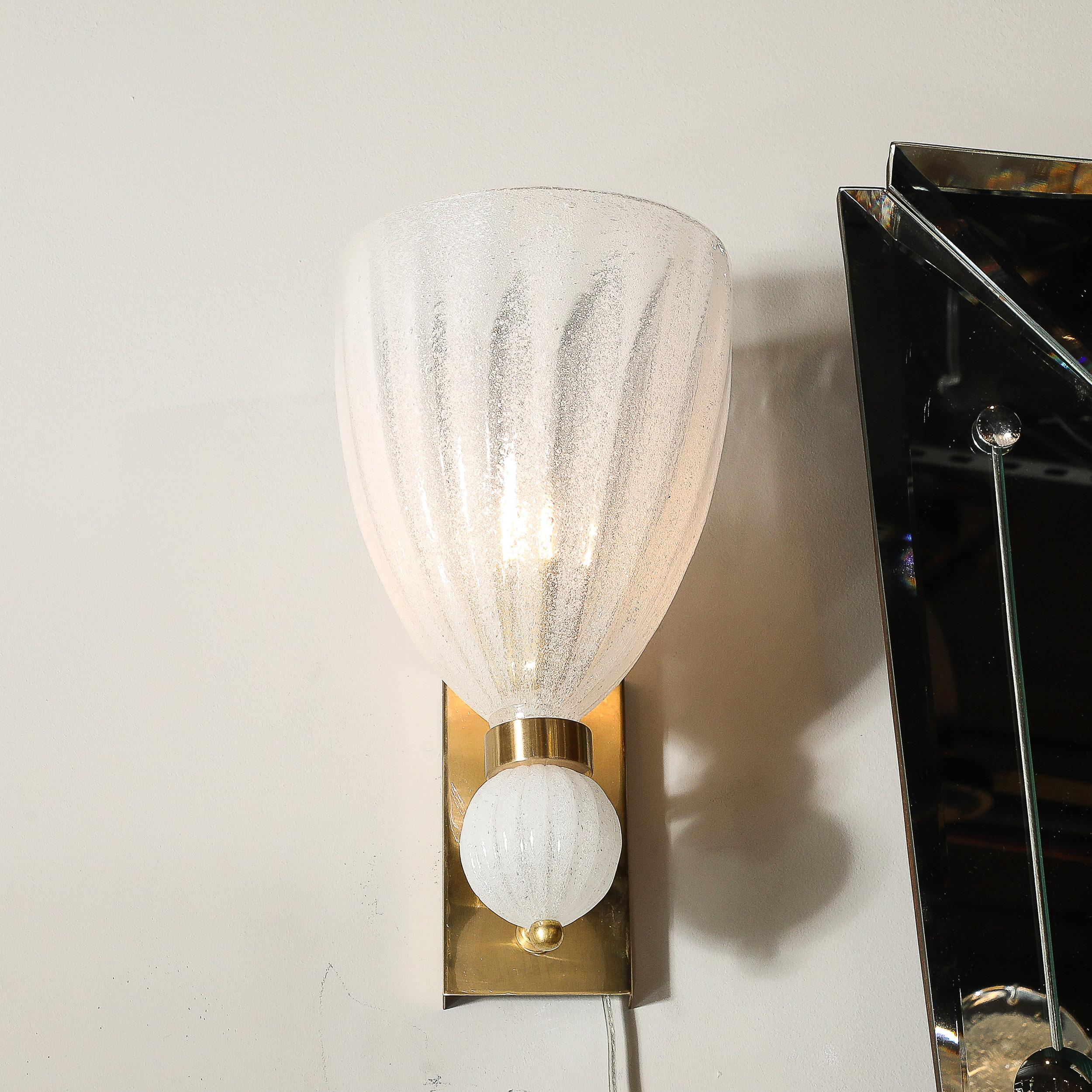 XXIe siècle et contemporain Ensemble de 4 appliques orbitales en verre soufflé à la bouche de Murano, cannelé, à chute orbitale en vente