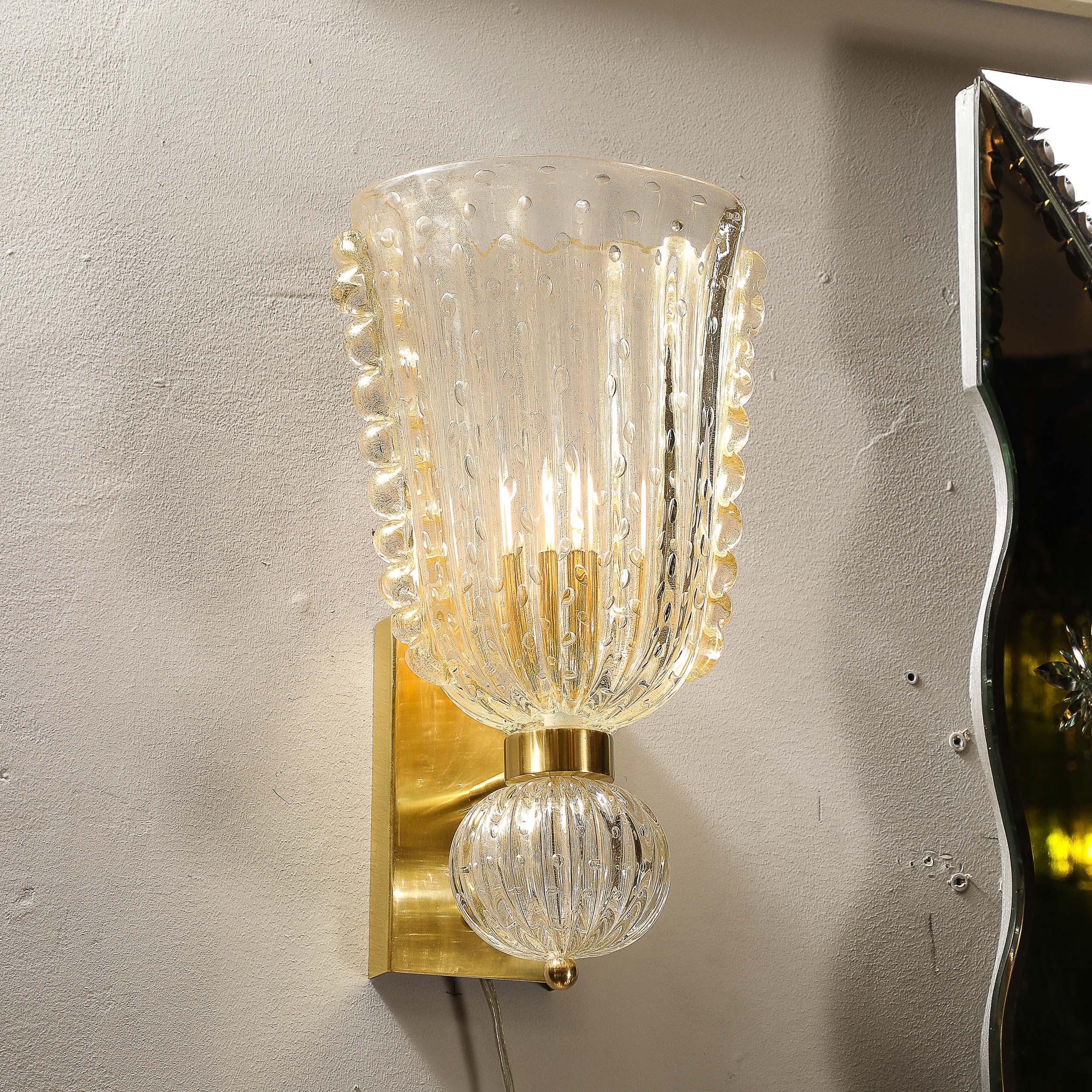 XXI secolo e contemporaneo Set di 4 lampade moderniste in vetro di Murano soffiato a mano e increspato, con decorazioni in oro 24 carati in vendita