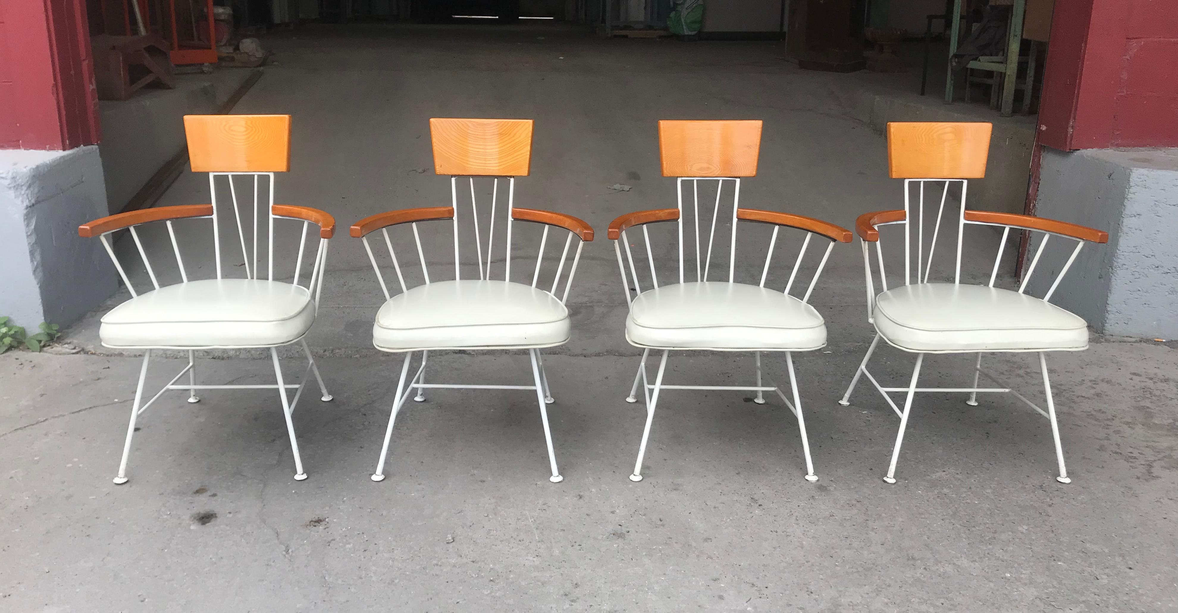 Set of 4 Modernist Iron and Wood Armchairs Designed by Richard McCarthy In Good Condition In Buffalo, NY