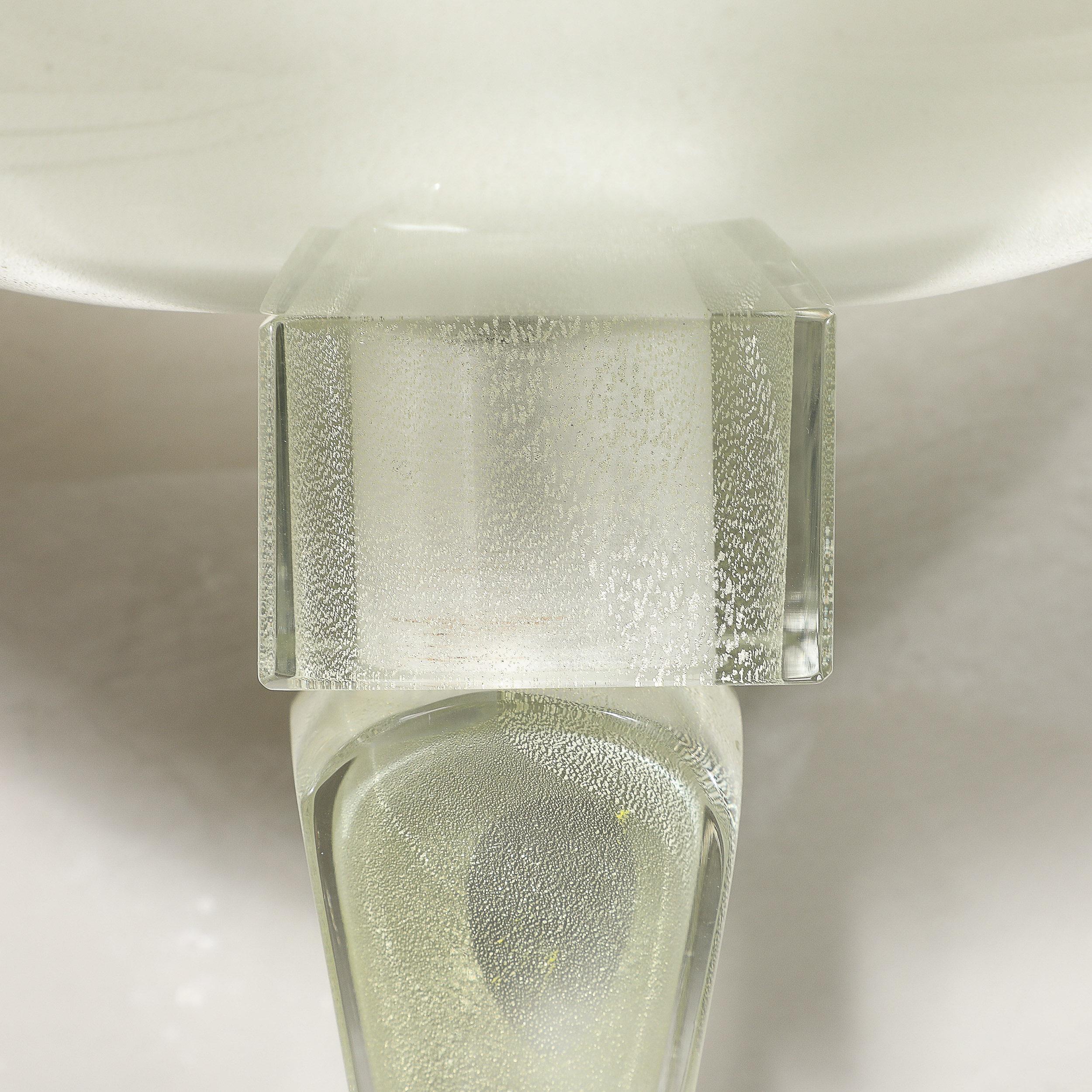 Set of 4 Modernist Murano Pearlescent Glass w/ 24K White Gold Obelisk Sconces For Sale 10