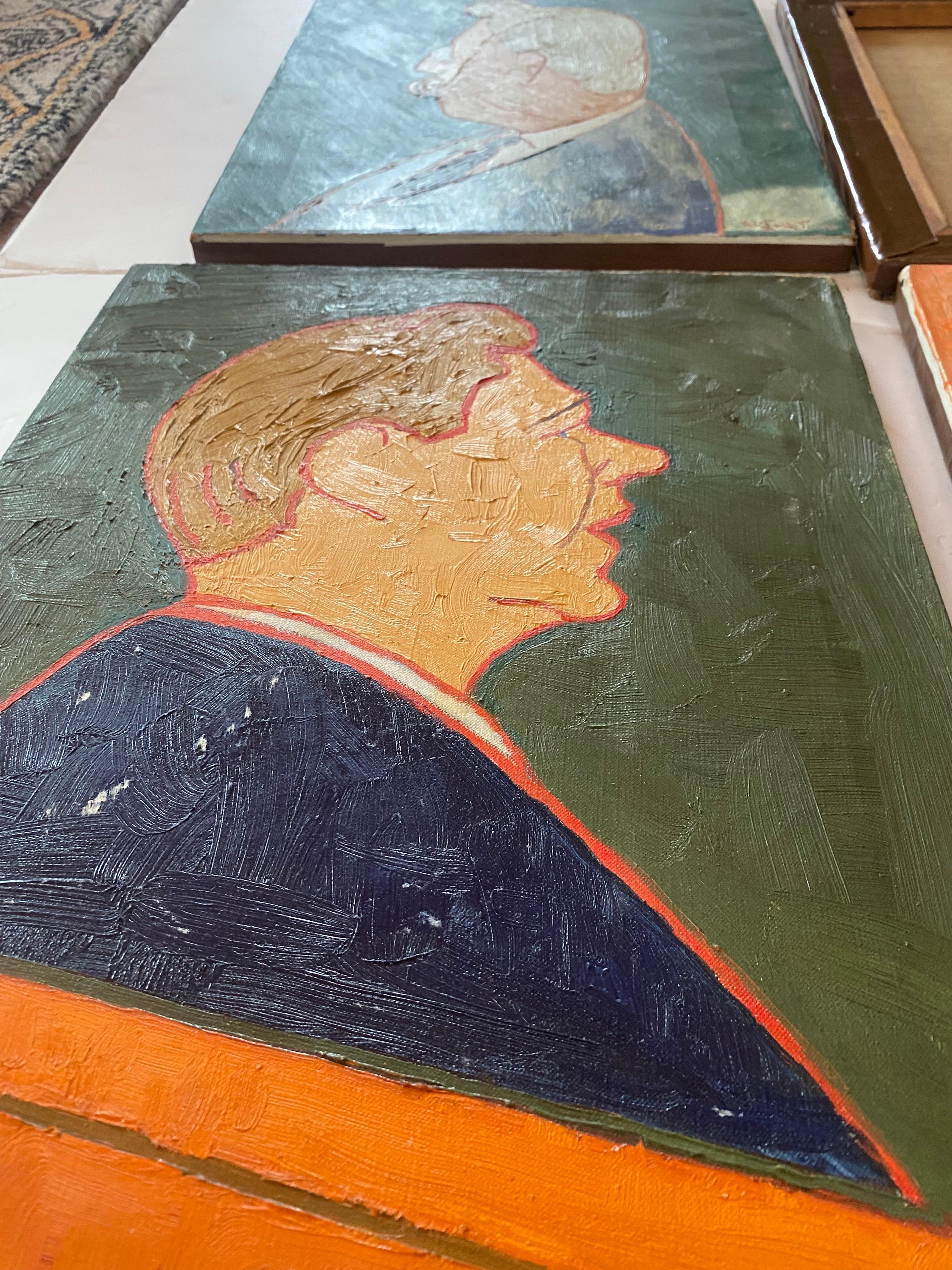 Set di 4 ritratti d'arte modernista originali degli anni '50 in vendita 3