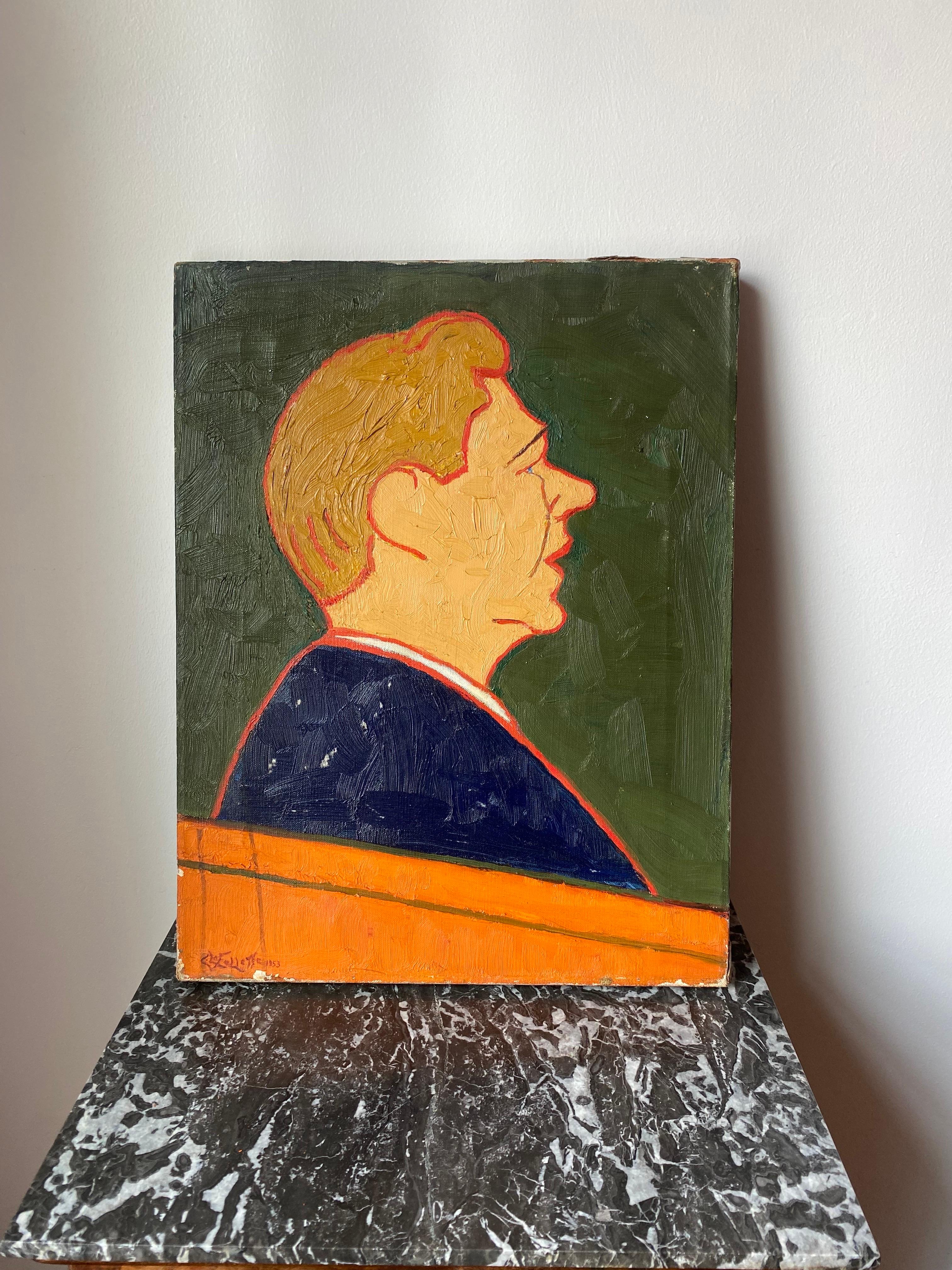 Set di 4 ritratti d'arte modernista originali degli anni '50 in vendita 5