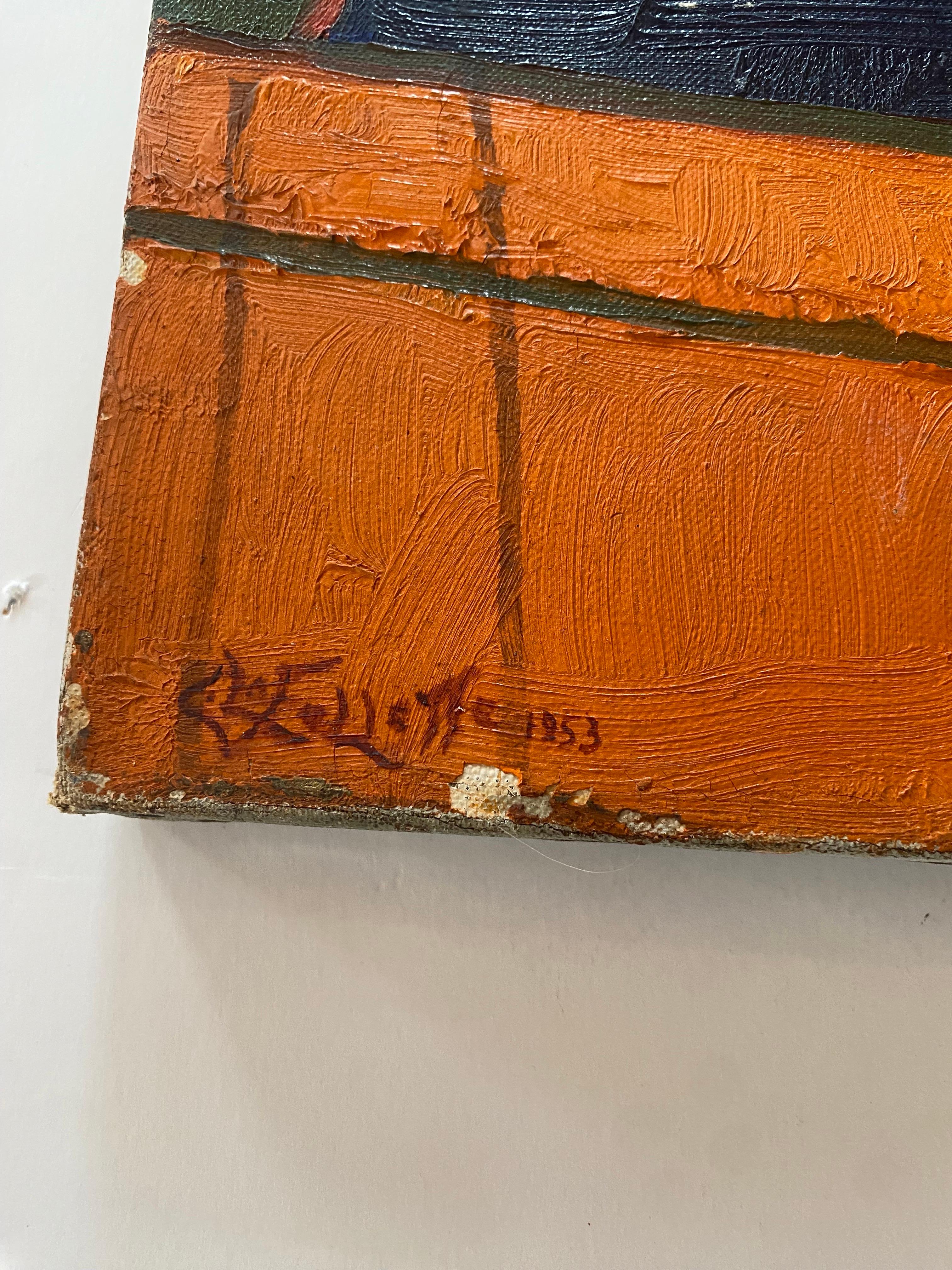Metà XX secolo Set di 4 ritratti d'arte modernista originali degli anni '50 in vendita