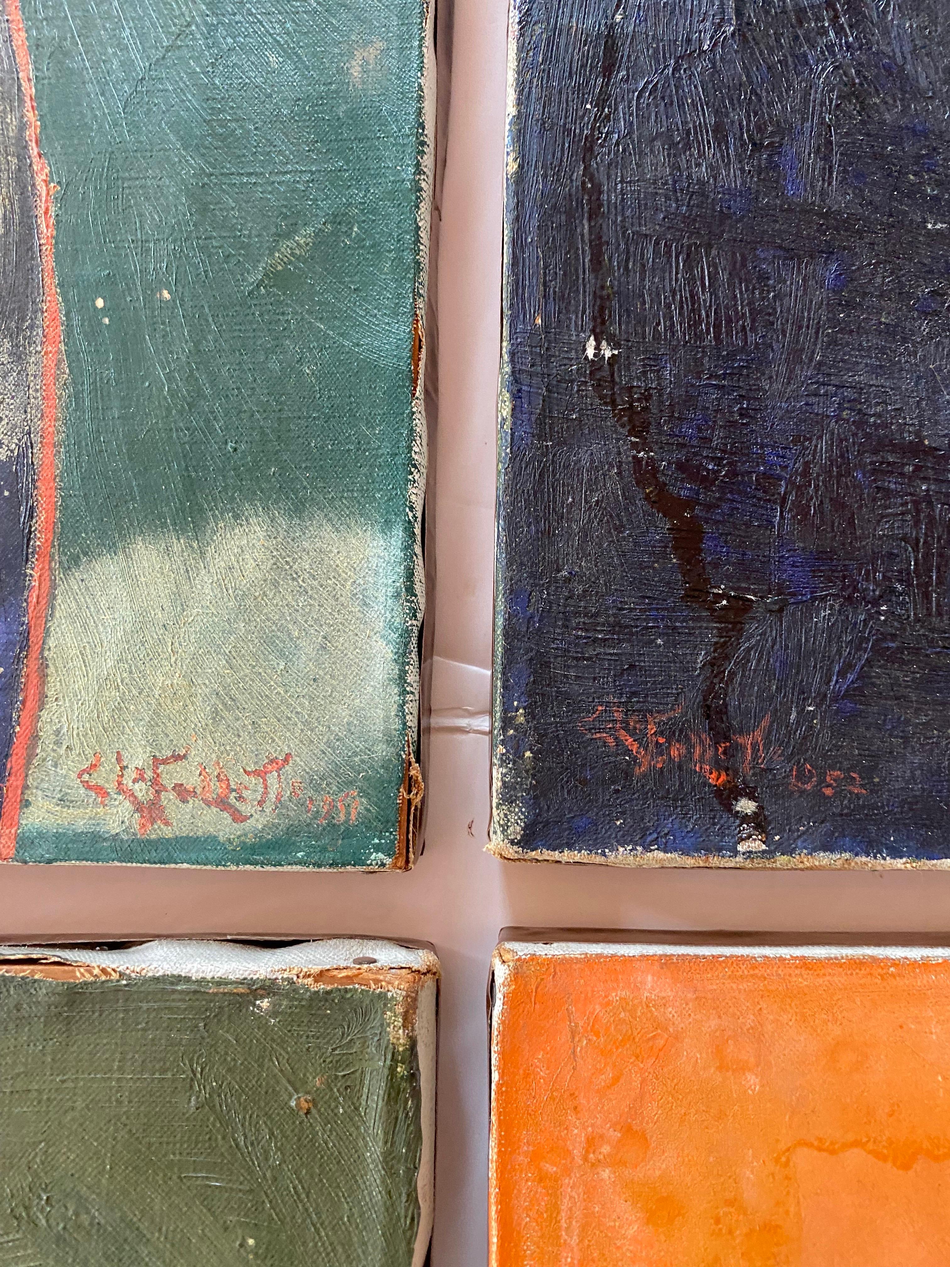 Pittura Set di 4 ritratti d'arte modernista originali degli anni '50 in vendita