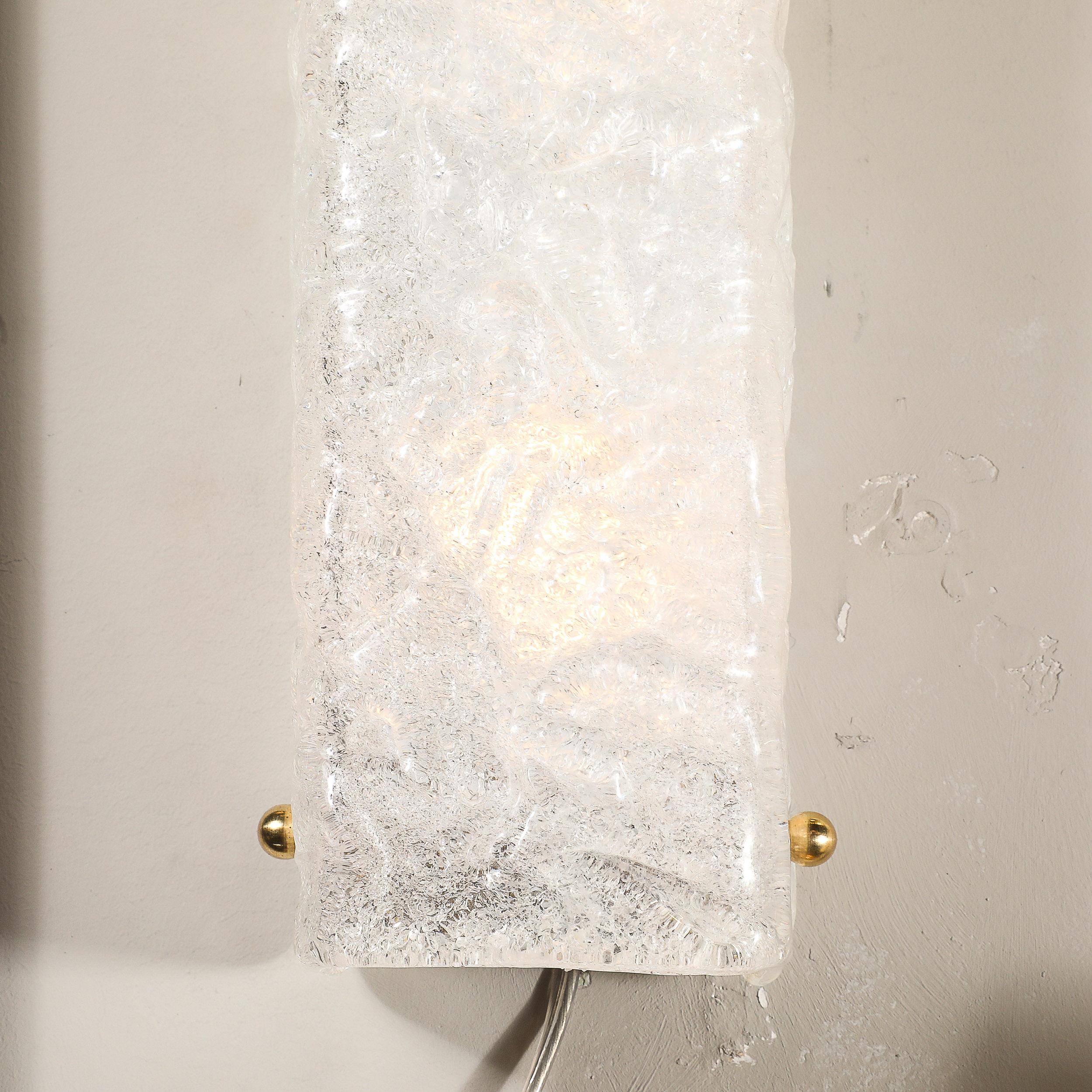 Lot de 4 appliques rectangulaires modernistes en verre soufflé à la main de Murano avec laiton en vente 5