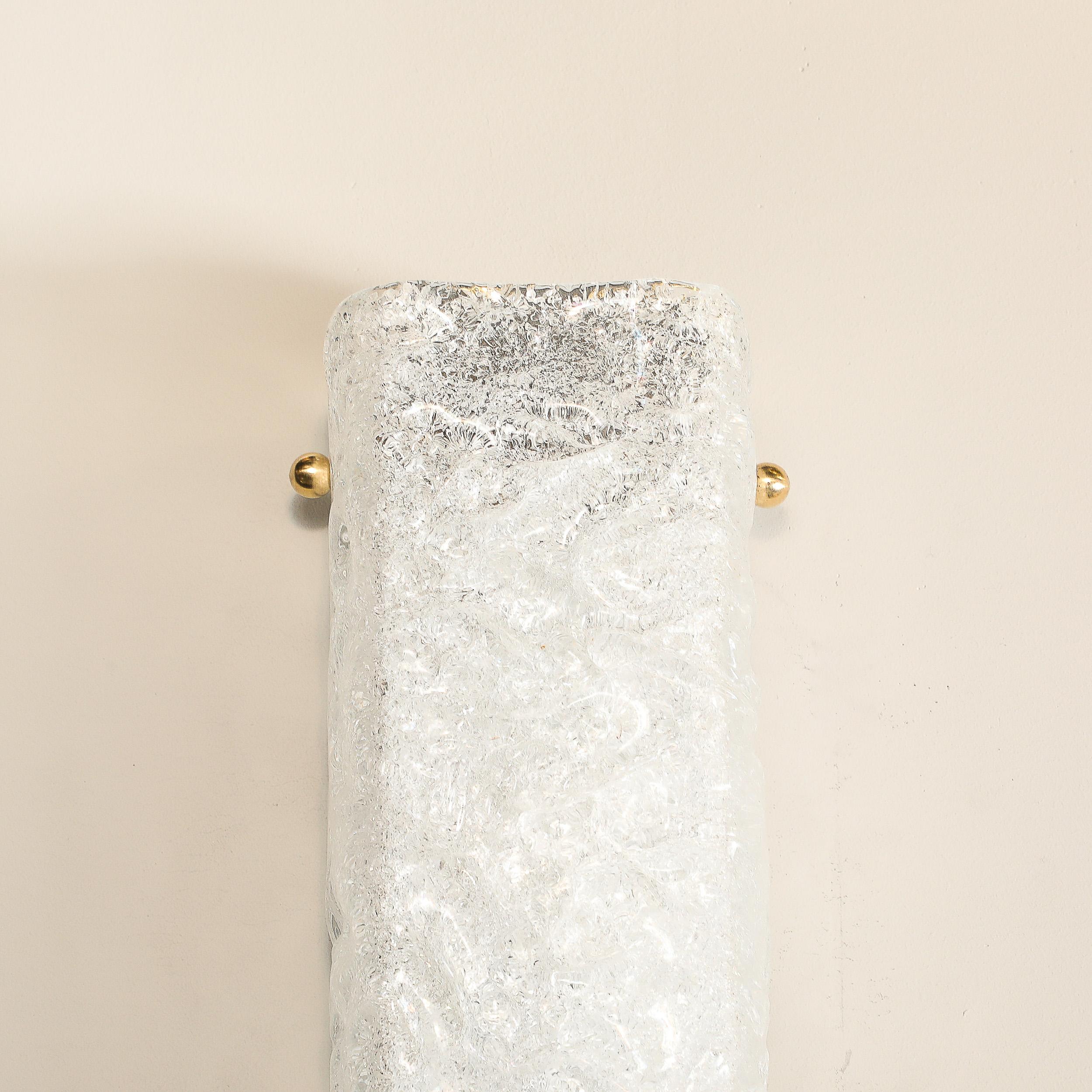 Lot de 4 appliques rectangulaires modernistes en verre soufflé à la main de Murano avec laiton en vente 11