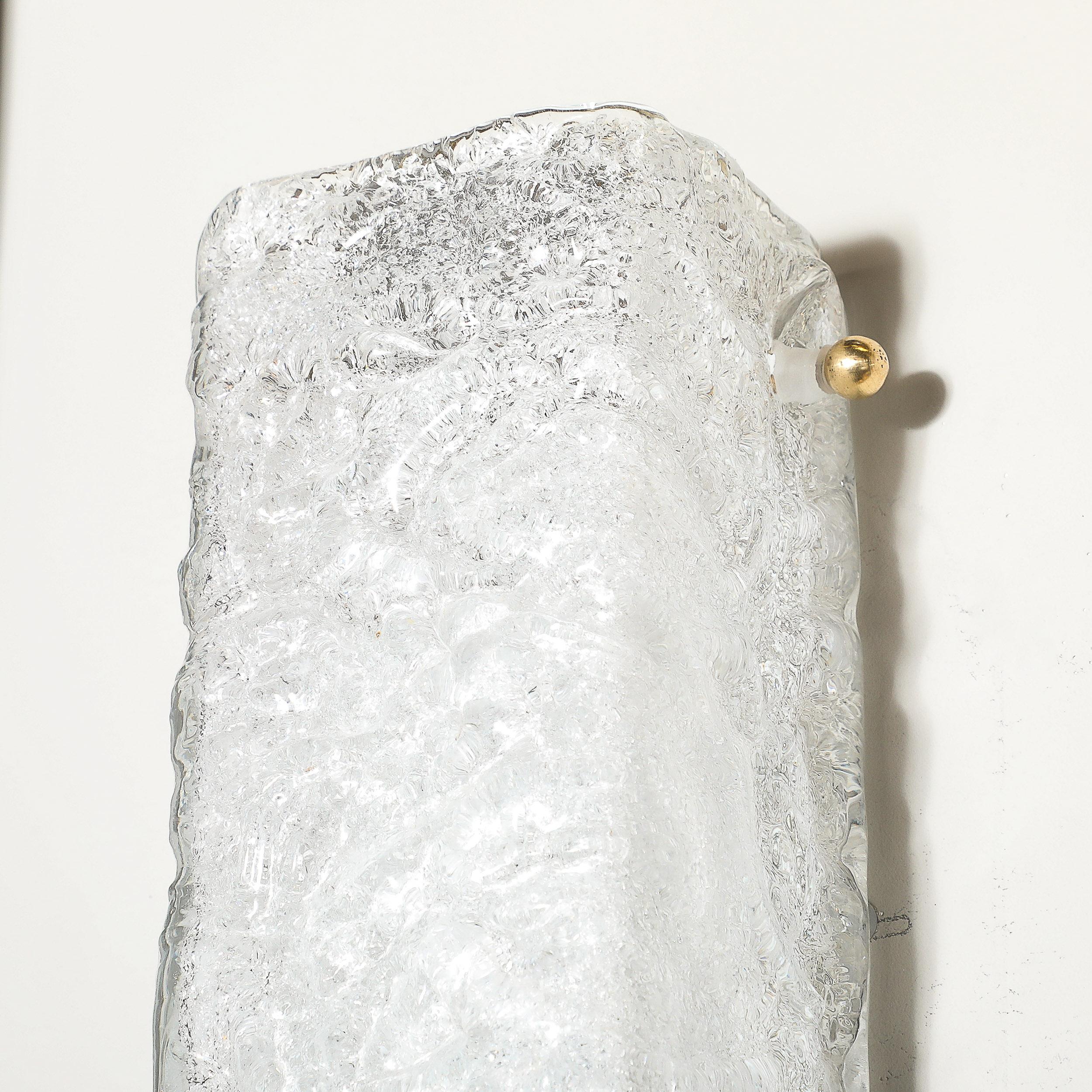 Lot de 4 appliques rectangulaires modernistes en verre soufflé à la main de Murano avec laiton en vente 1