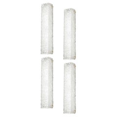 Set of 4 Modernist Rectangular Hand-Blown Murano Mottled Glass Sconces w/ Brass