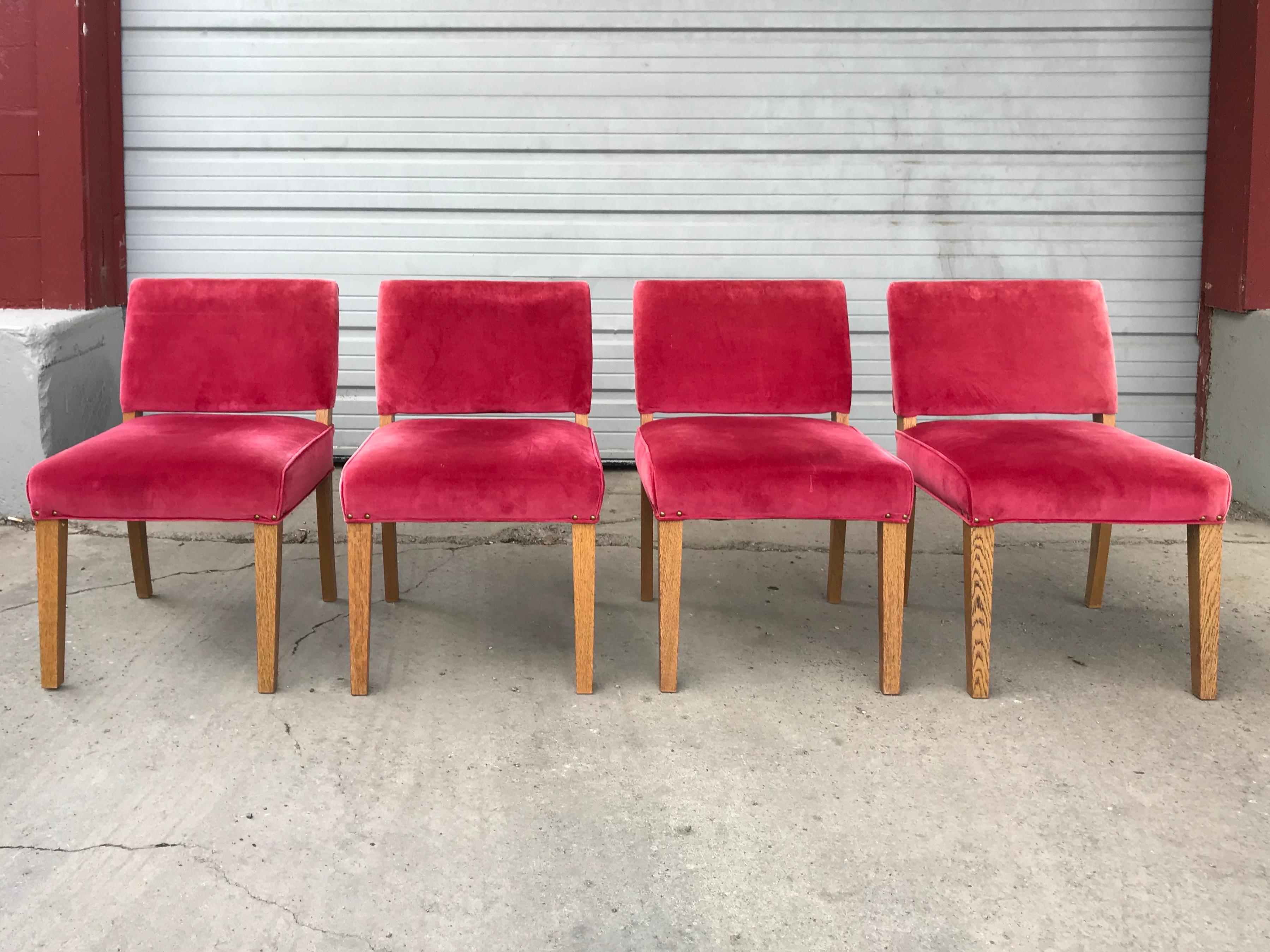 American Set of 4 Modernist Side Chairs, Dining, Occasional Attributed to Red Lion