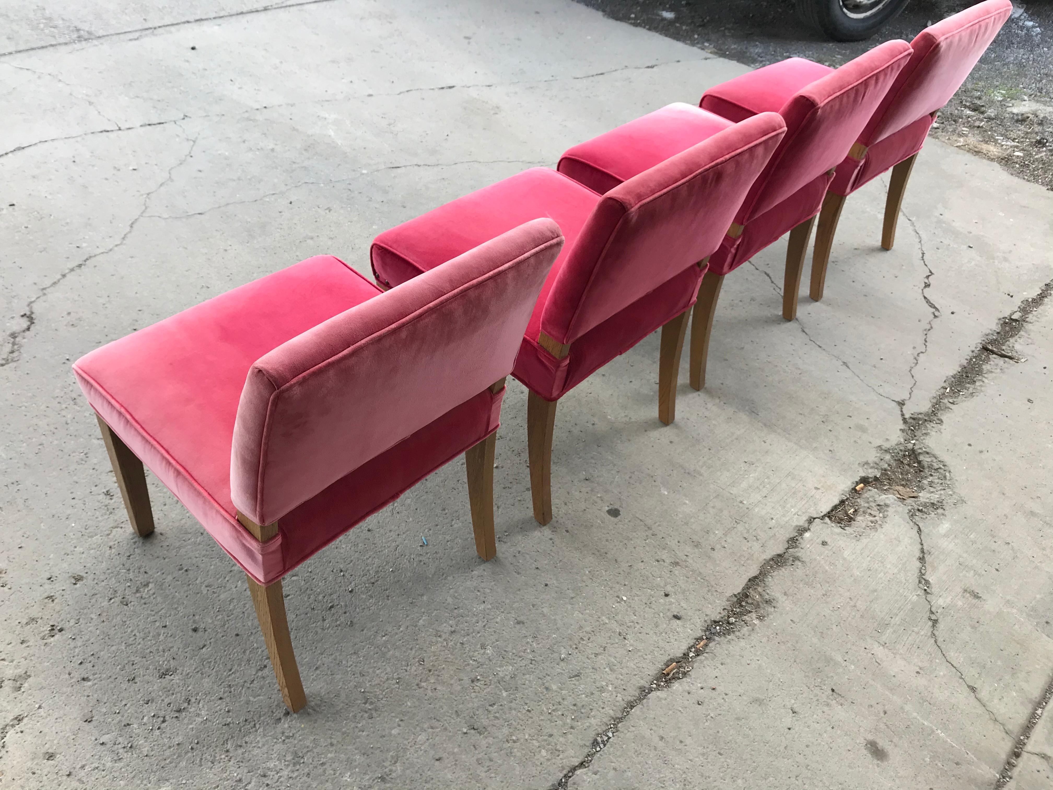 Fabric Set of 4 Modernist Side Chairs, Dining, Occasional Attributed to Red Lion