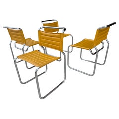 Lot de 4 chaises de salle à manger « CH66 » de style moderniste / « Space Age » signées Nicos Zographos, superbe c