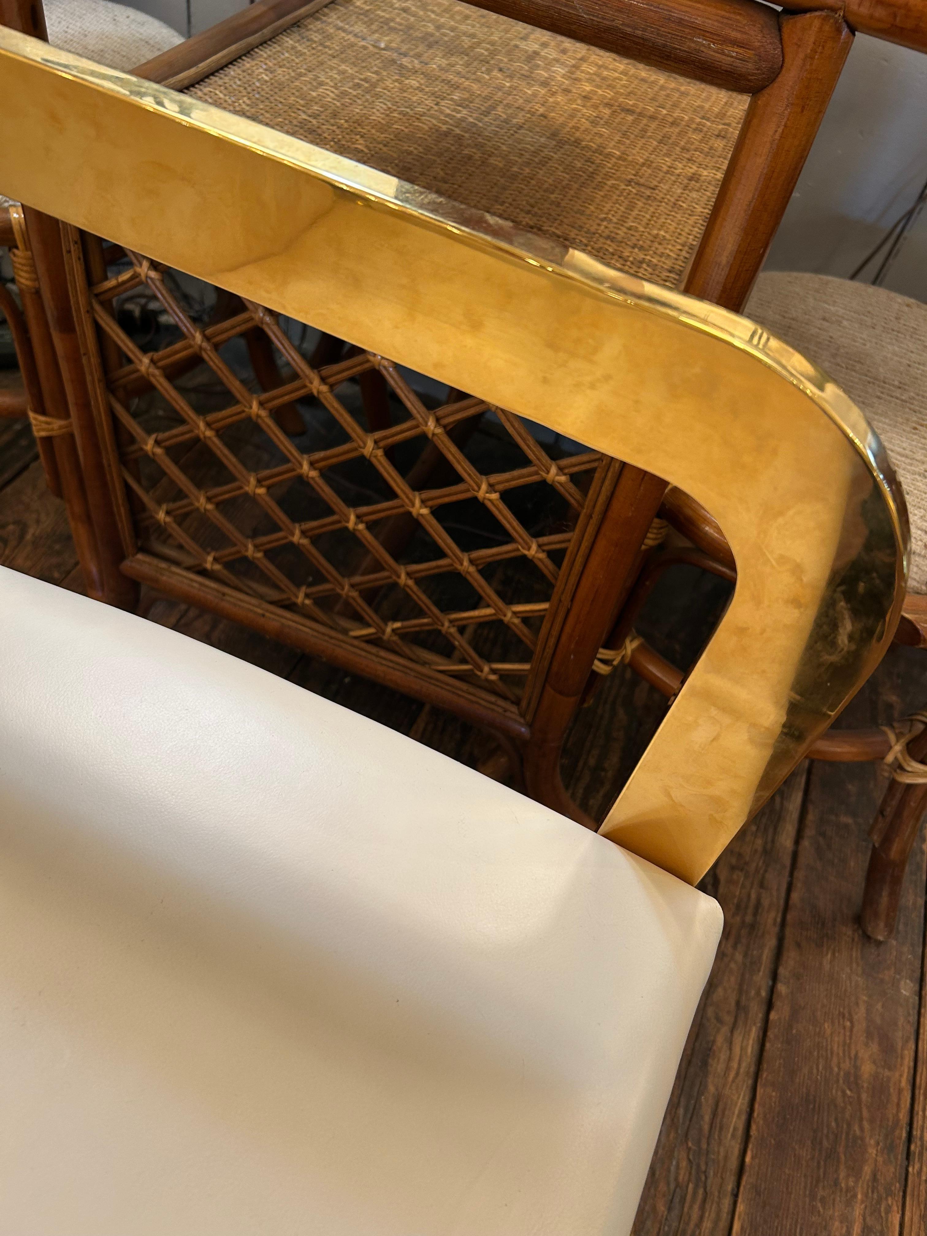 Set di 4 sedie da pranzo Modshop in pelle bianca e ottone Marseille in vendita 7
