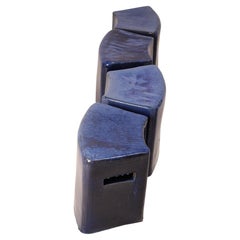 Lot de 4 tabourets de jardin modulaires en céramique émaillée bleue par Habitat/Conran UK 1996