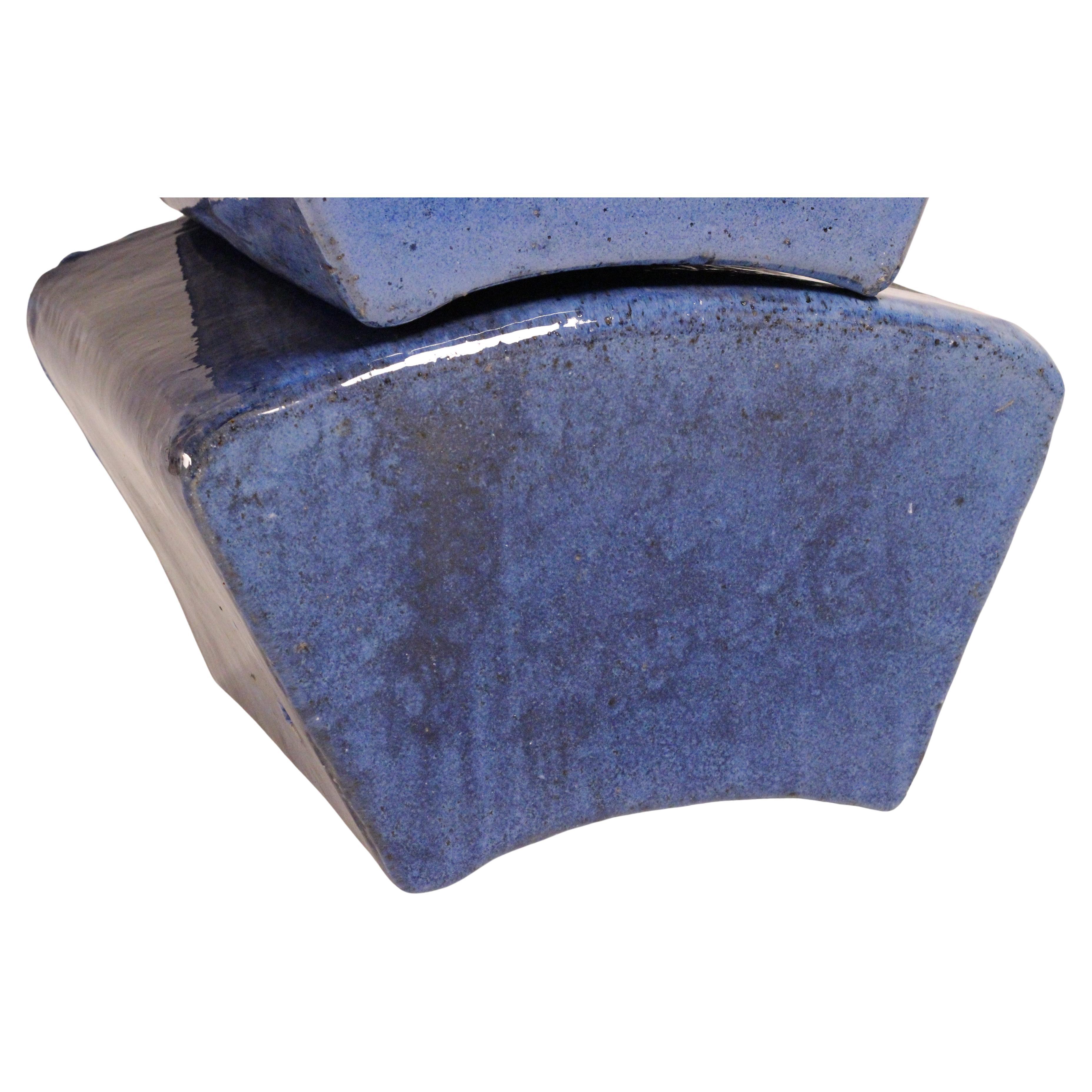 Set di 4 sgabelli da giardino modulari in ceramica smaltata blu di Habitat/Conran UK 1996 In condizioni buone in vendita a London, GB