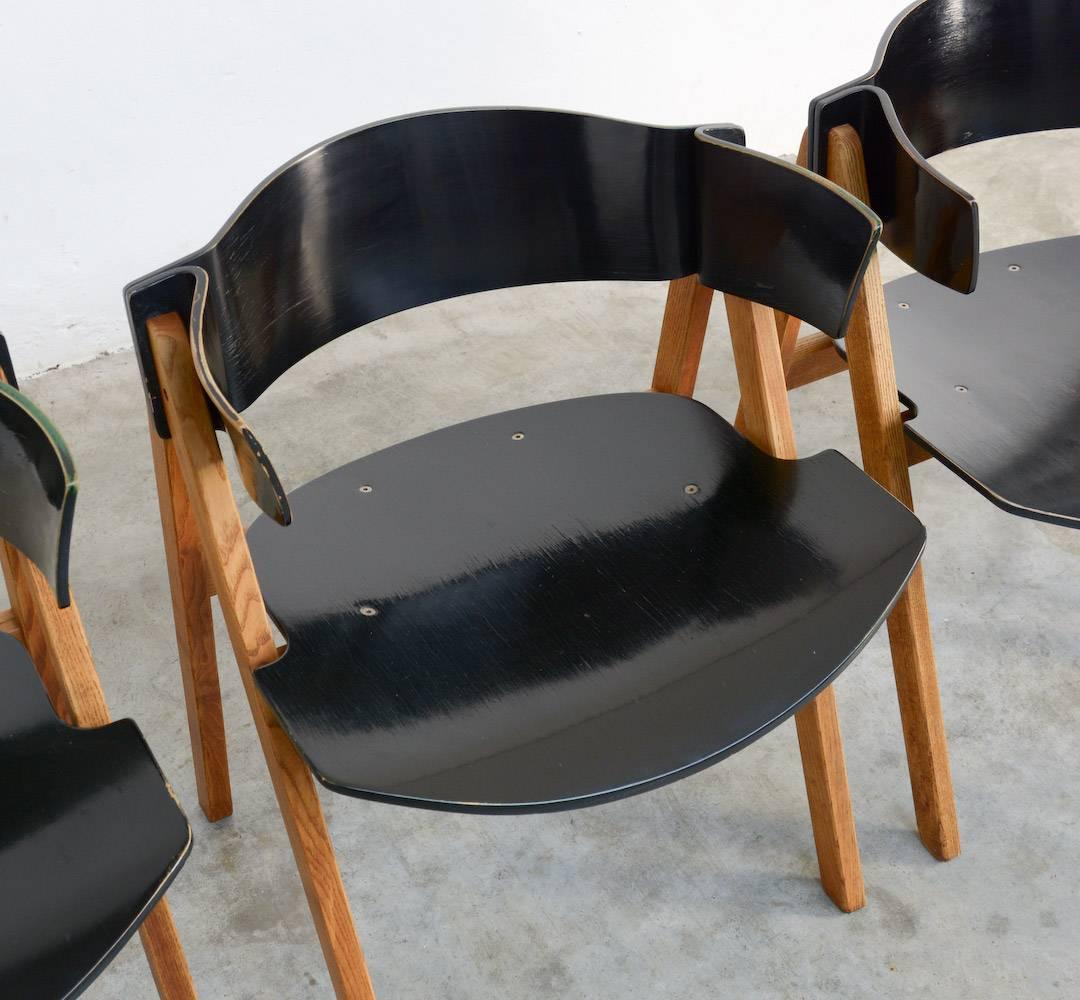 Wood Set of Four Modular Dining Chairs by Victor Bernt for Soren Willadsen