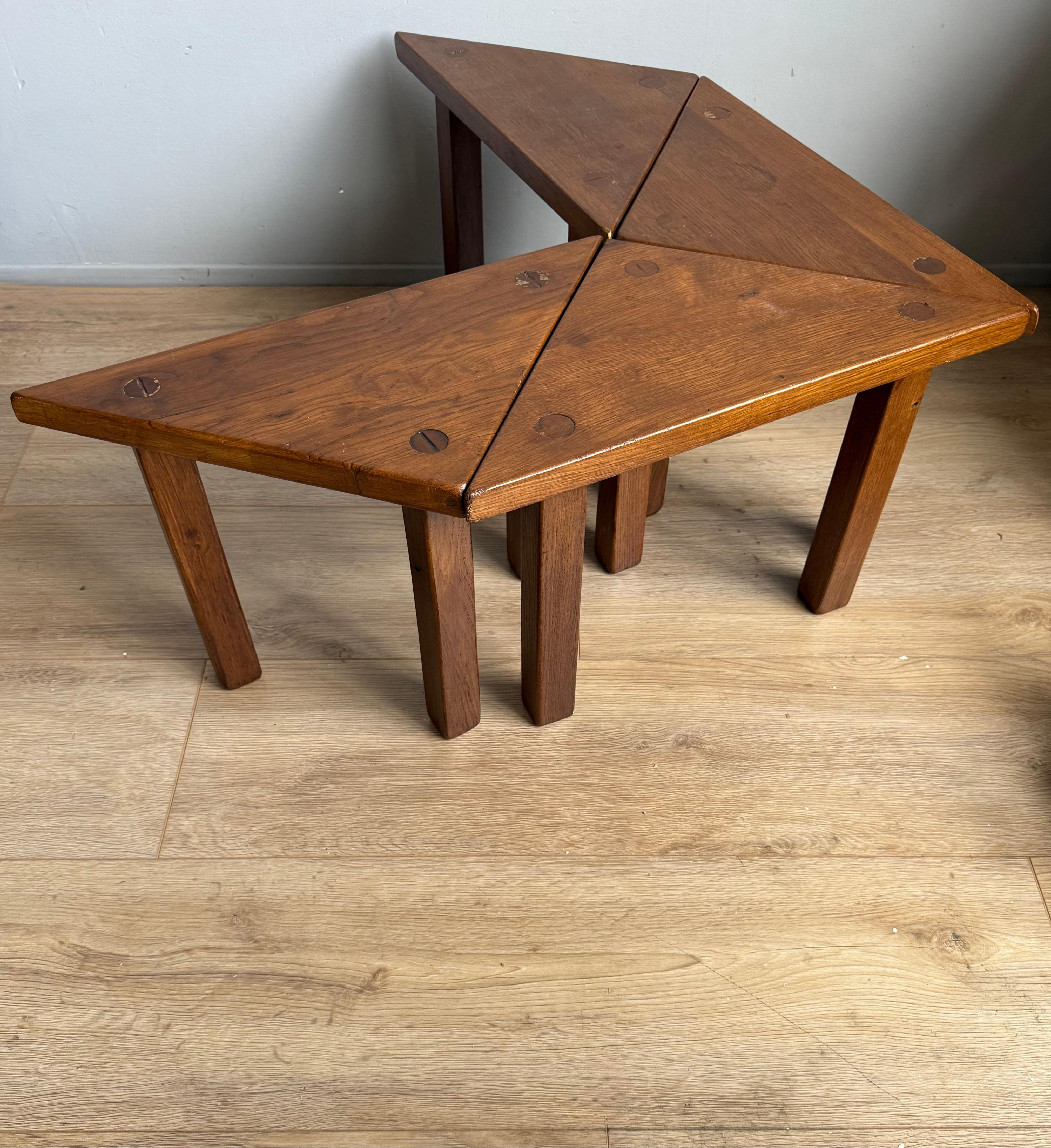 Satz von 4 modularen Dreieckstischen aus Holz, 1970er Jahre: Weltweiter kostenloser Versand im Angebot 3