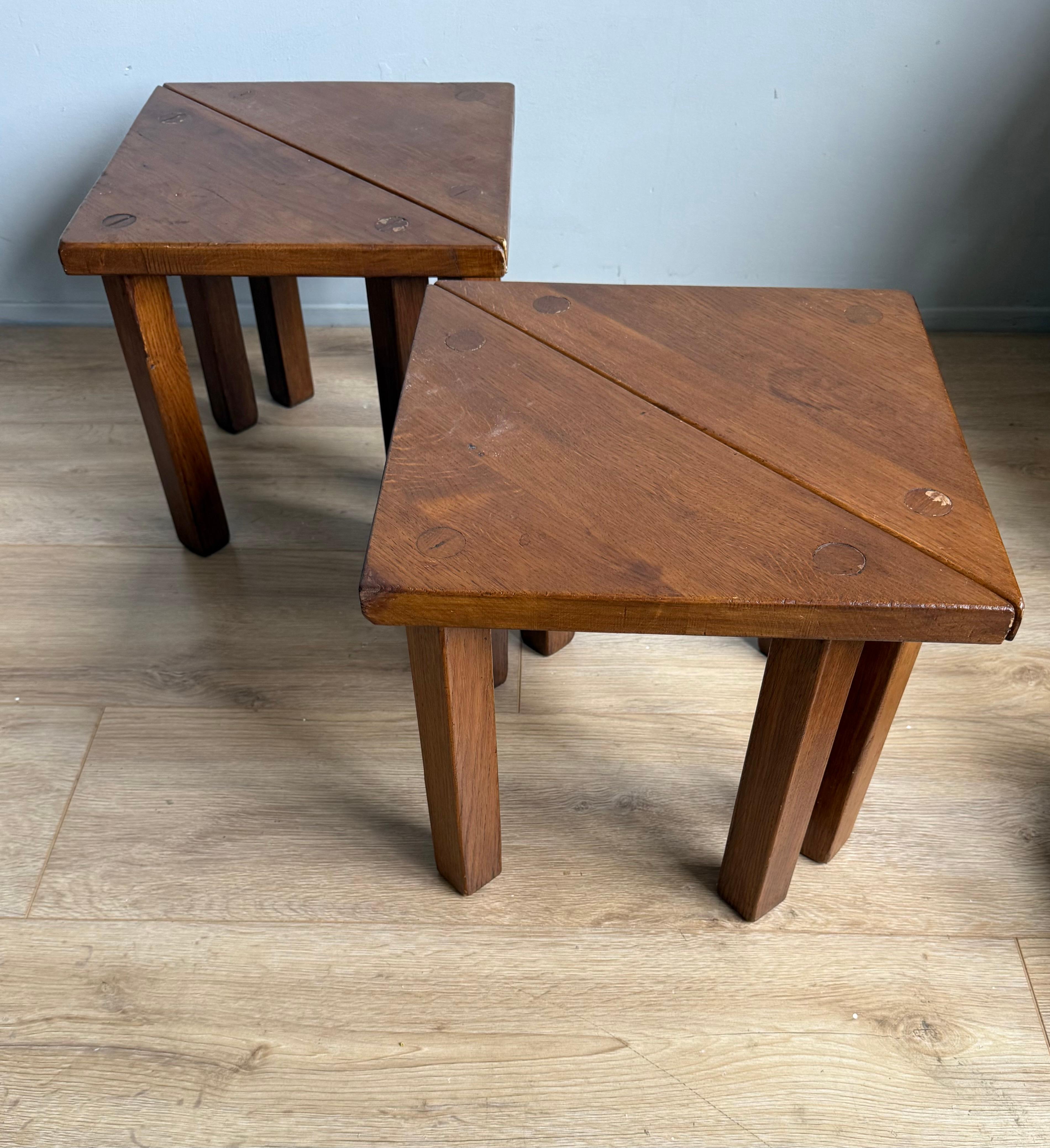 Satz von 4 modularen Dreieckstischen aus Holz, 1970er Jahre: Weltweiter kostenloser Versand im Angebot 4