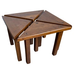 Satz von 4 modularen Dreieckstischen aus Holz, 1970er Jahre: Weltweiter kostenloser Versand