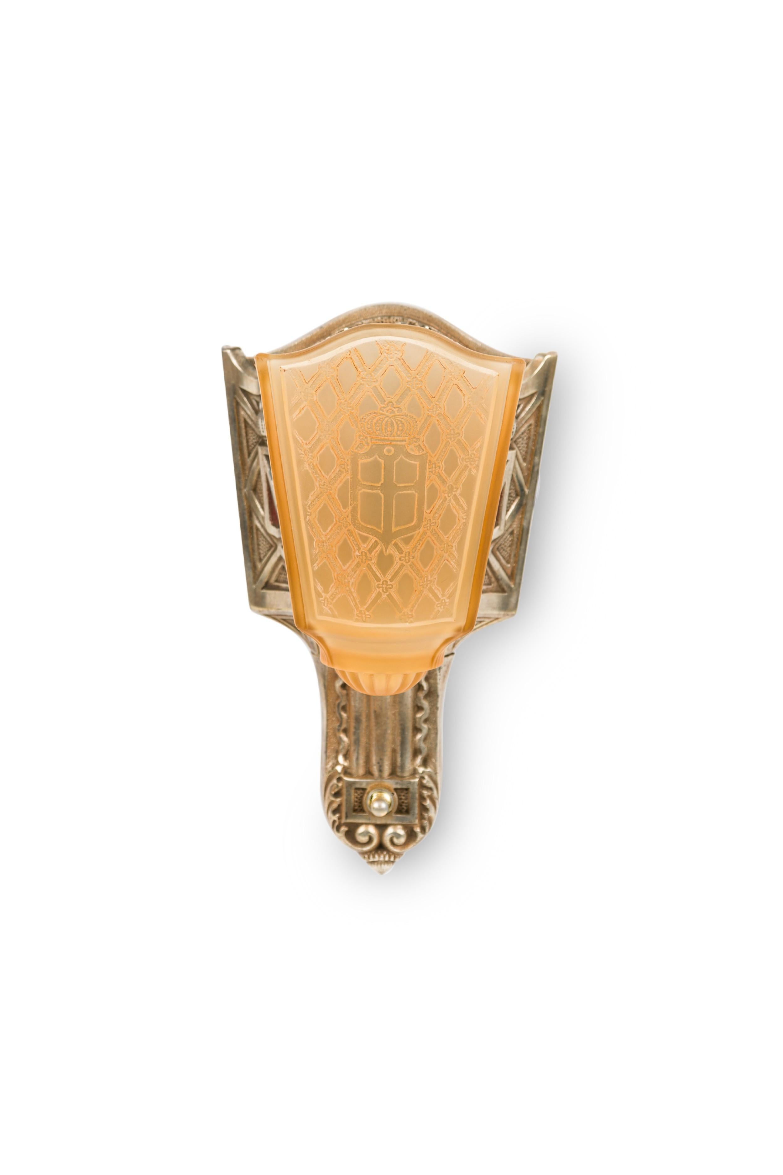 Art Deco Set of 4 Moe Bridges American Art-Deco Slip Shade Sconces For Sale