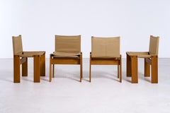 Set di 4 sedie Monk in tessuto grezzo di Afra & Tobia Scarpa per Molteni, Italia, 1975