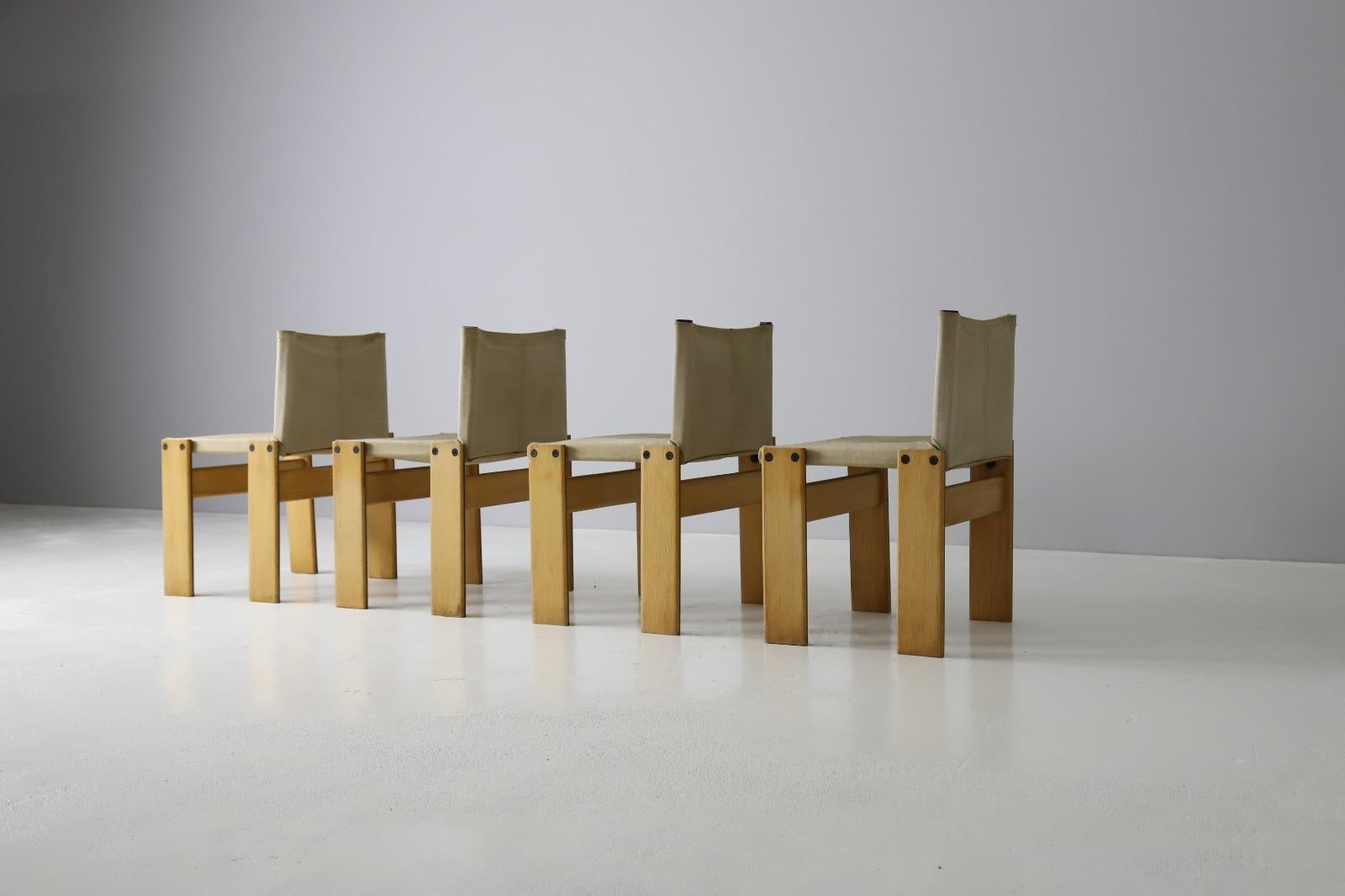 Italian Set of 4 'Monk' Chairs by Afra & Tobia Scarpa for Molteni, Italy, 1974