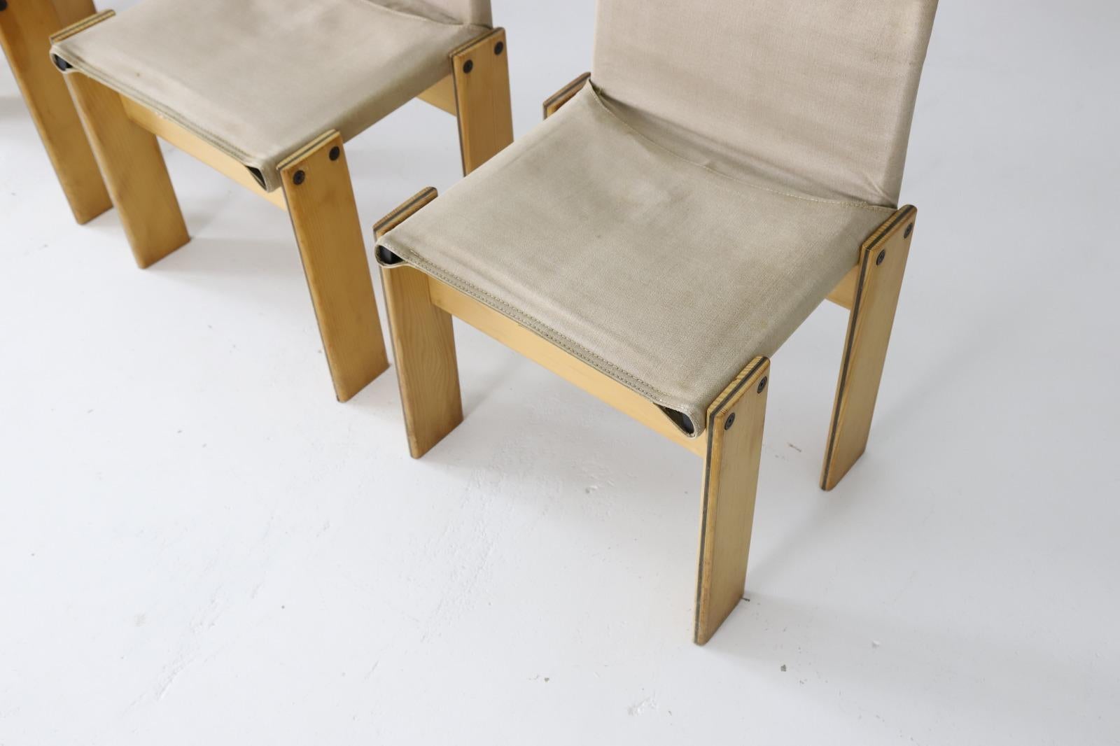 Late 20th Century Set of 4 'Monk' Chairs by Afra & Tobia Scarpa for Molteni, Italy, 1974