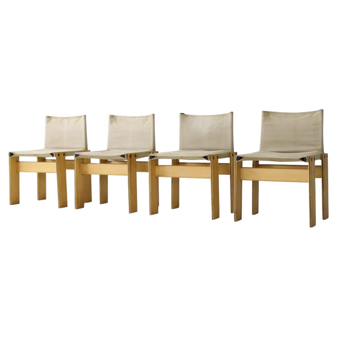 Set of 4 'Monk' Chairs by Afra & Tobia Scarpa for Molteni, Italy, 1974