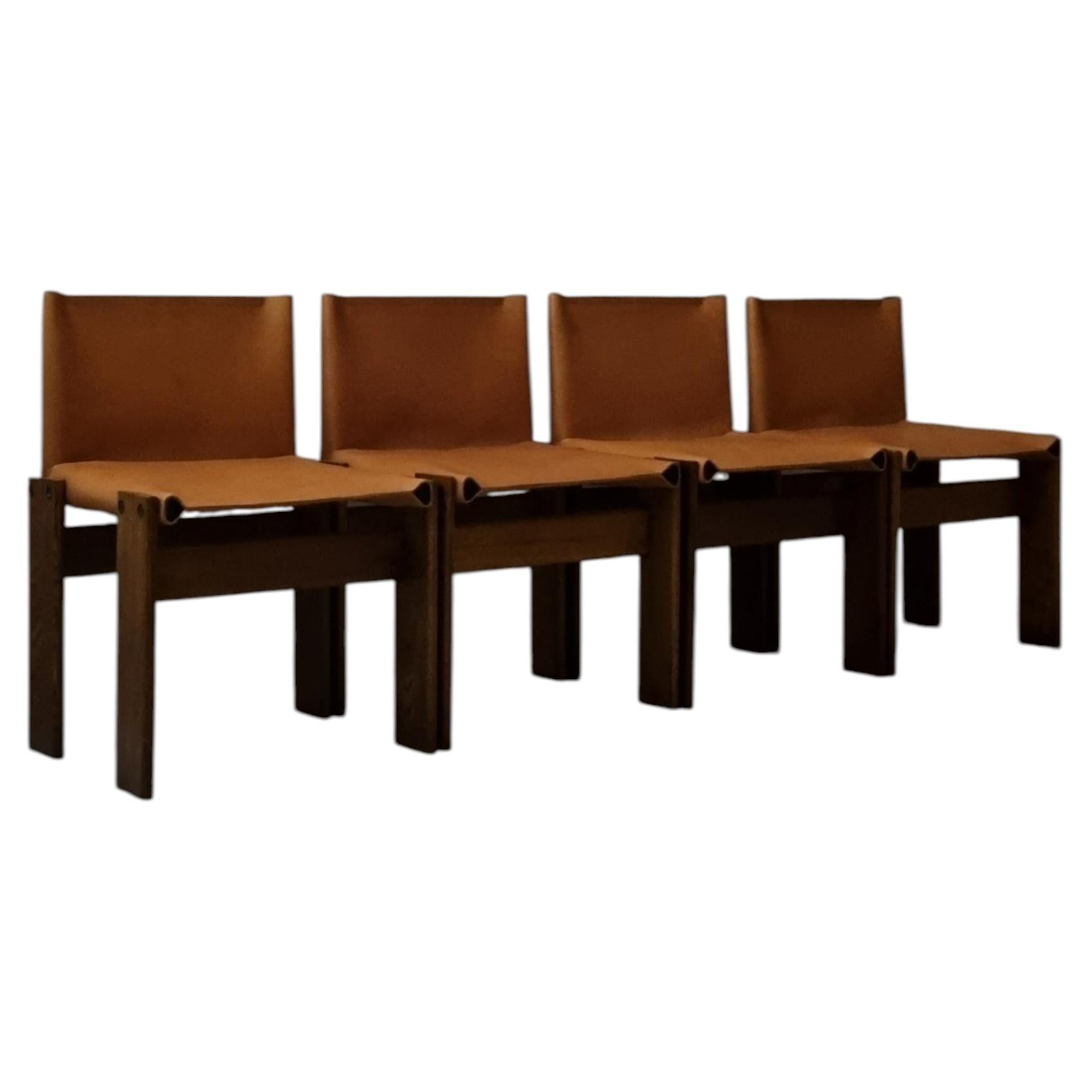 Set of 4 Monk chairs designed by Afra and Tobia Scarpa for Molteni 1974 For Sale
