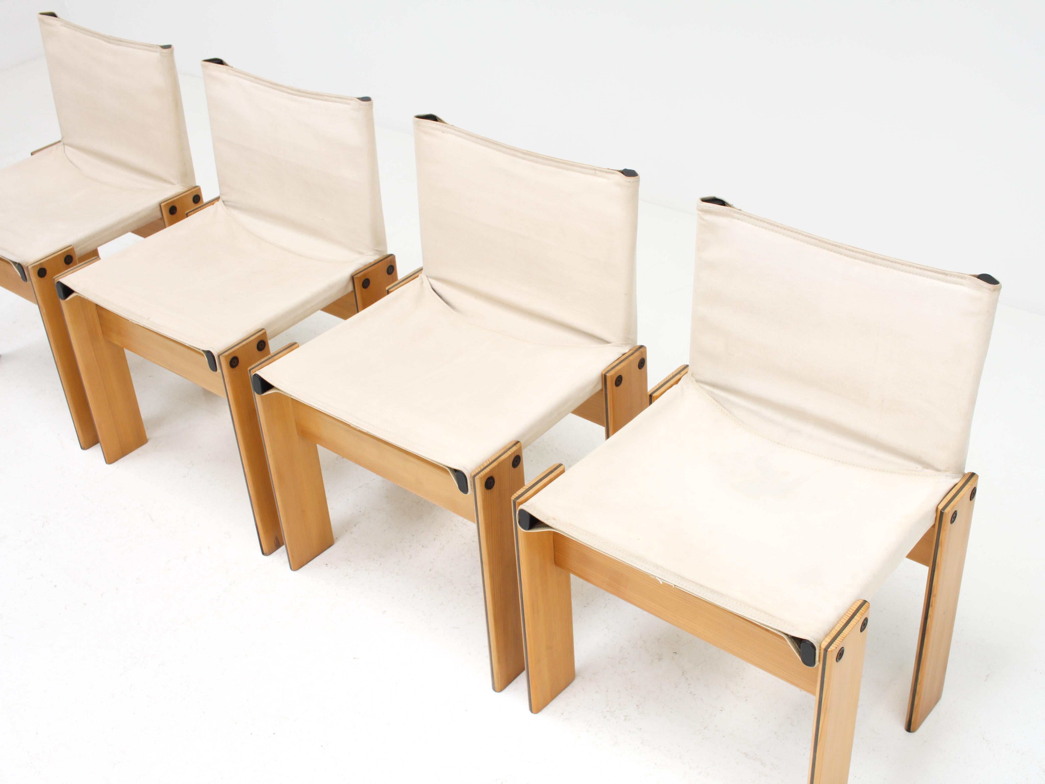 Italian Set of 4 'Monk' Dining Chairs by Afra & Tobia Scarpa for Molteni, Italy, 1974