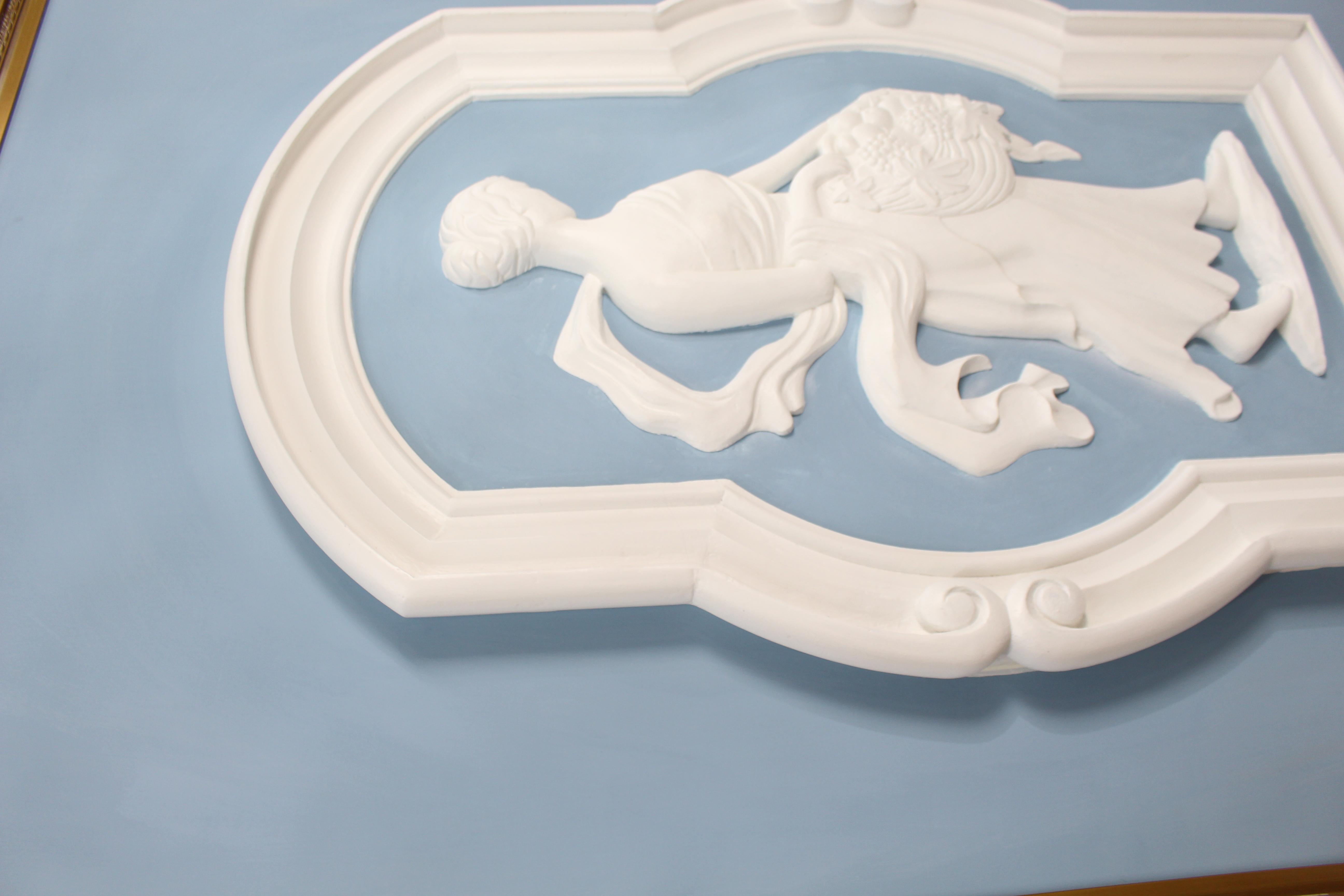 Ensemble de 4 panneaux monumentaux en plâtre Art déco britannique dans des cadres dorés en vente 9