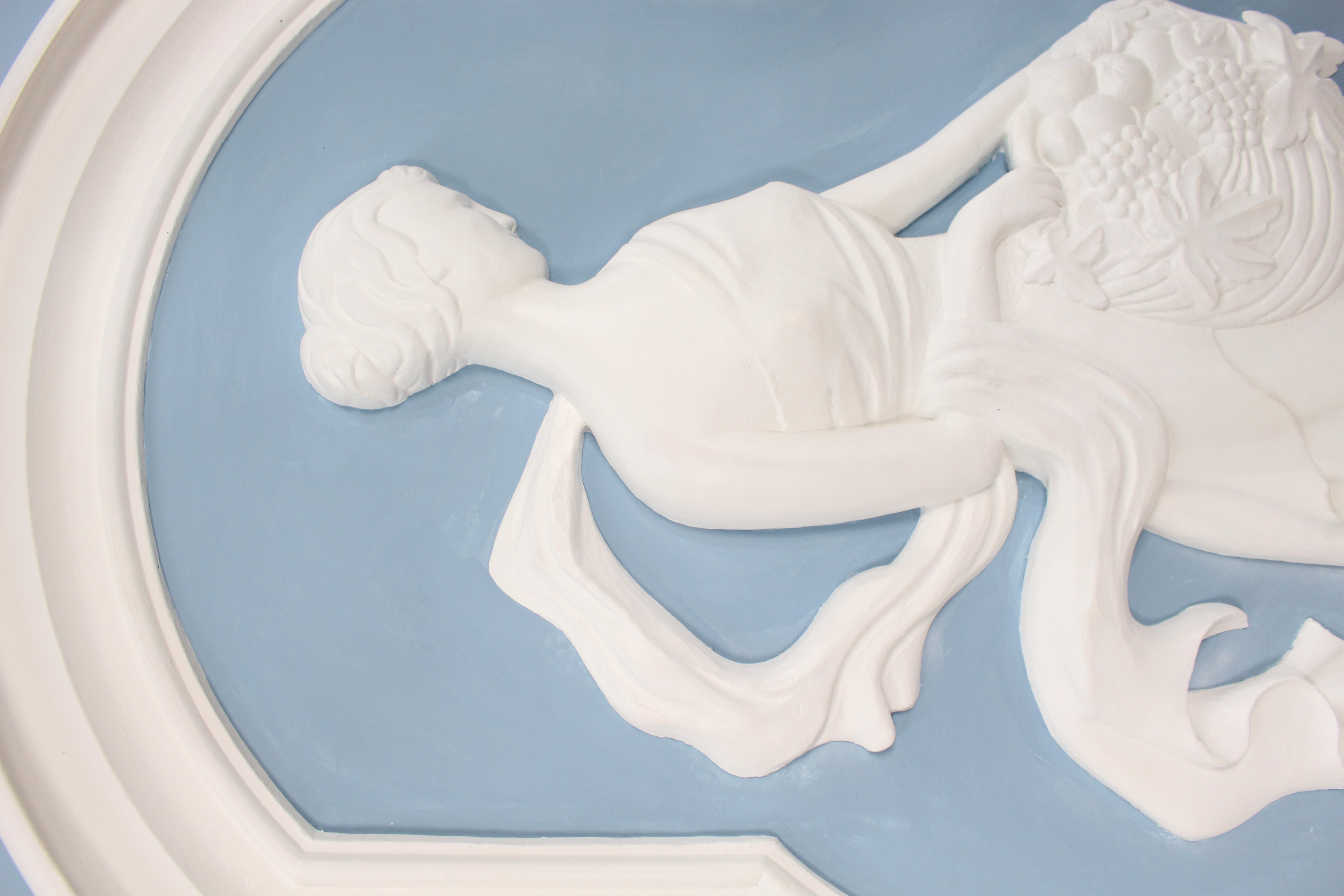 Ensemble de 4 panneaux monumentaux en plâtre Art déco britannique dans des cadres dorés en vente 10