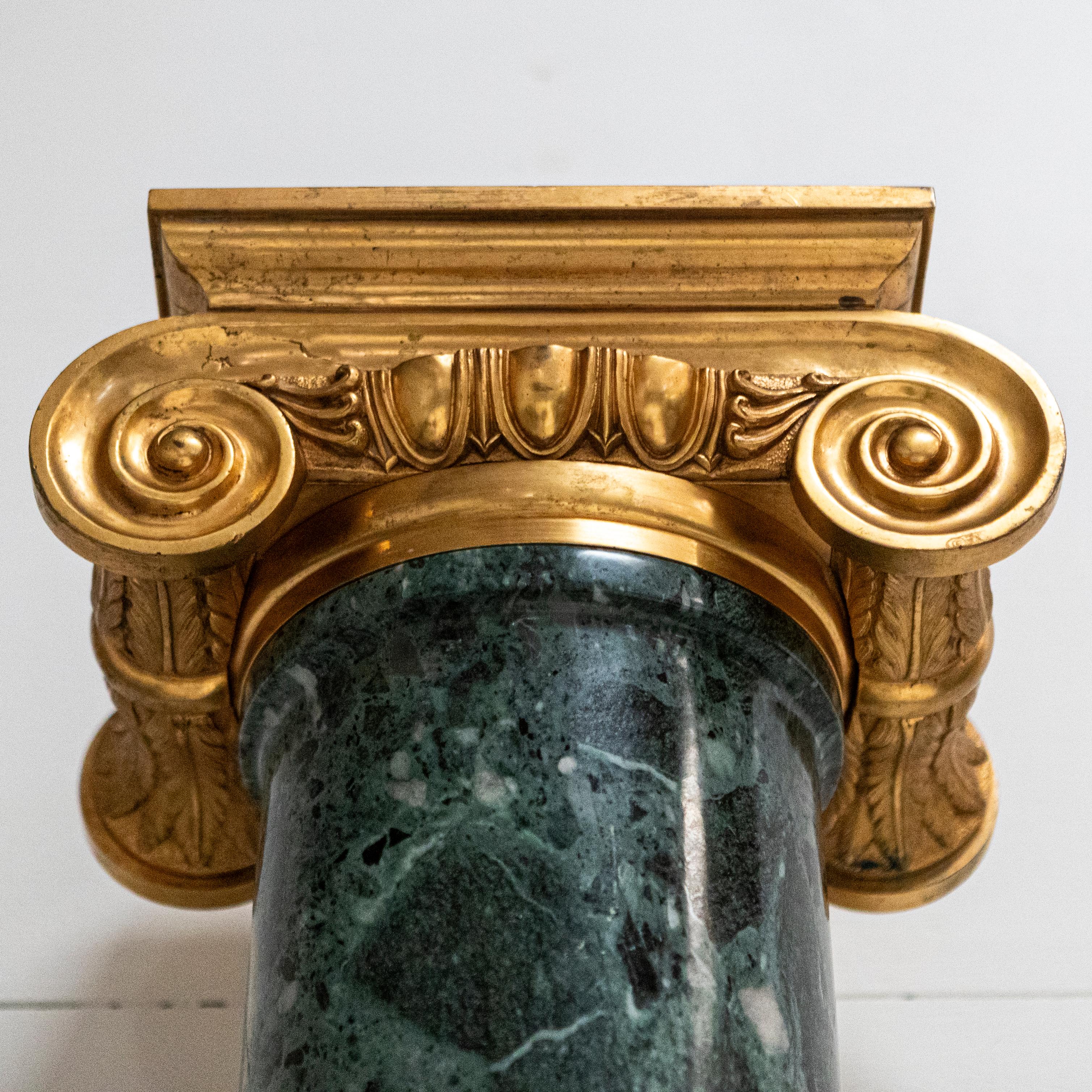 Set of 4 Monumental Capitals Green Verdi Marble Columns  For Sale 5