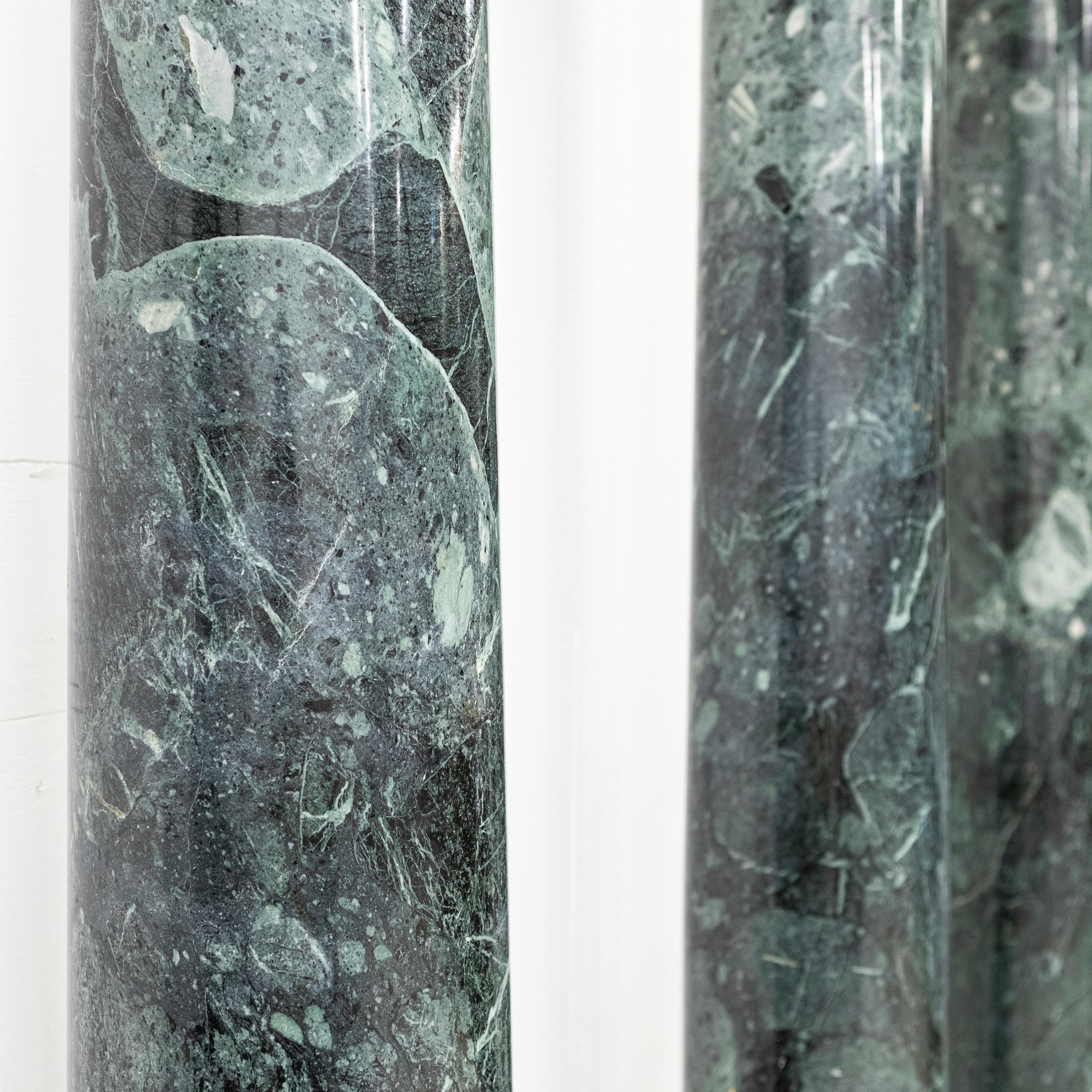 Set of 4 Monumental Capitals Green Verdi Marble Columns  For Sale 6