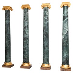 Set of 4 Monumental Capitals Green Verdi Marble Columns 