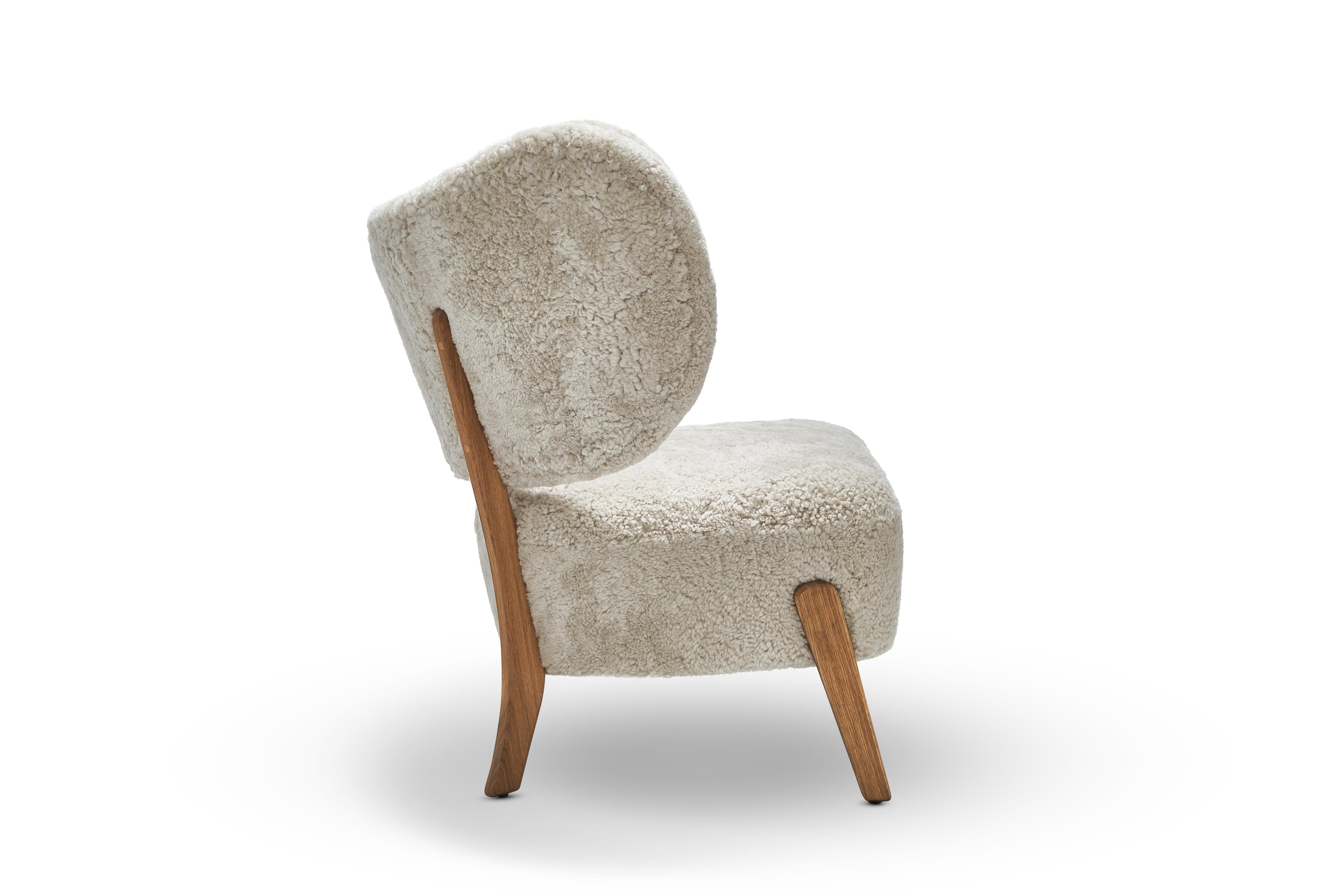 Danish Set of 4 Moonlight Sheepskin TMBO Lounge Chairs by Mazo Design For Sale