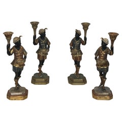 Set of 4 Moretti Torchiere Sculptures Venetian Style, Mid-20th Century
