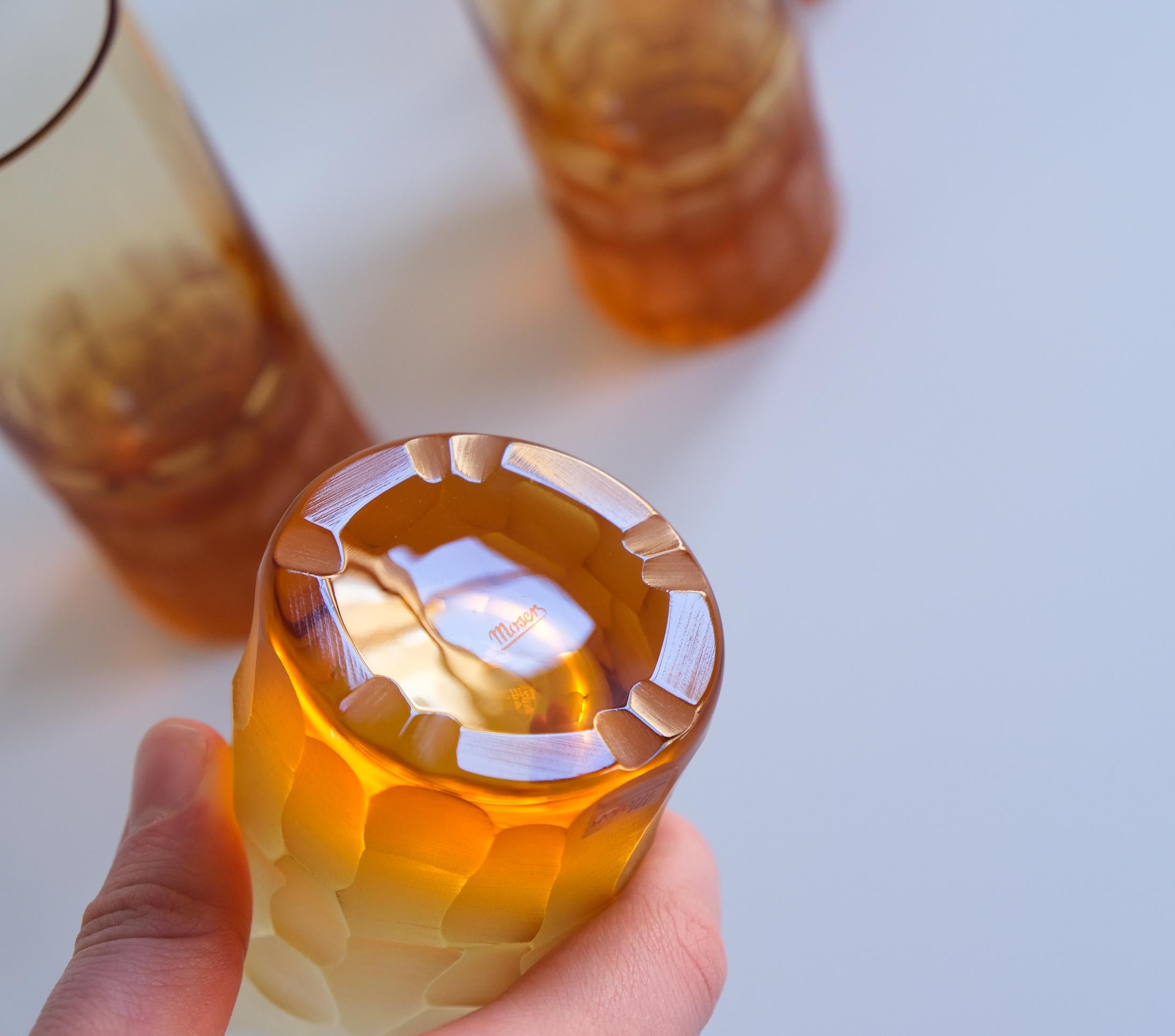 20ième siècle Ensemble de 4 verres à whisky « Pebbles » en cristal Moser Oldrich Lipa, 1968 en vente