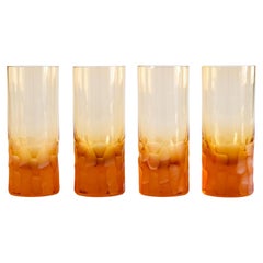 Antique Set of 4 Moser Oldrich Lipa "Pebbles" Whiskey Highball Crystal Glasses, 1968
