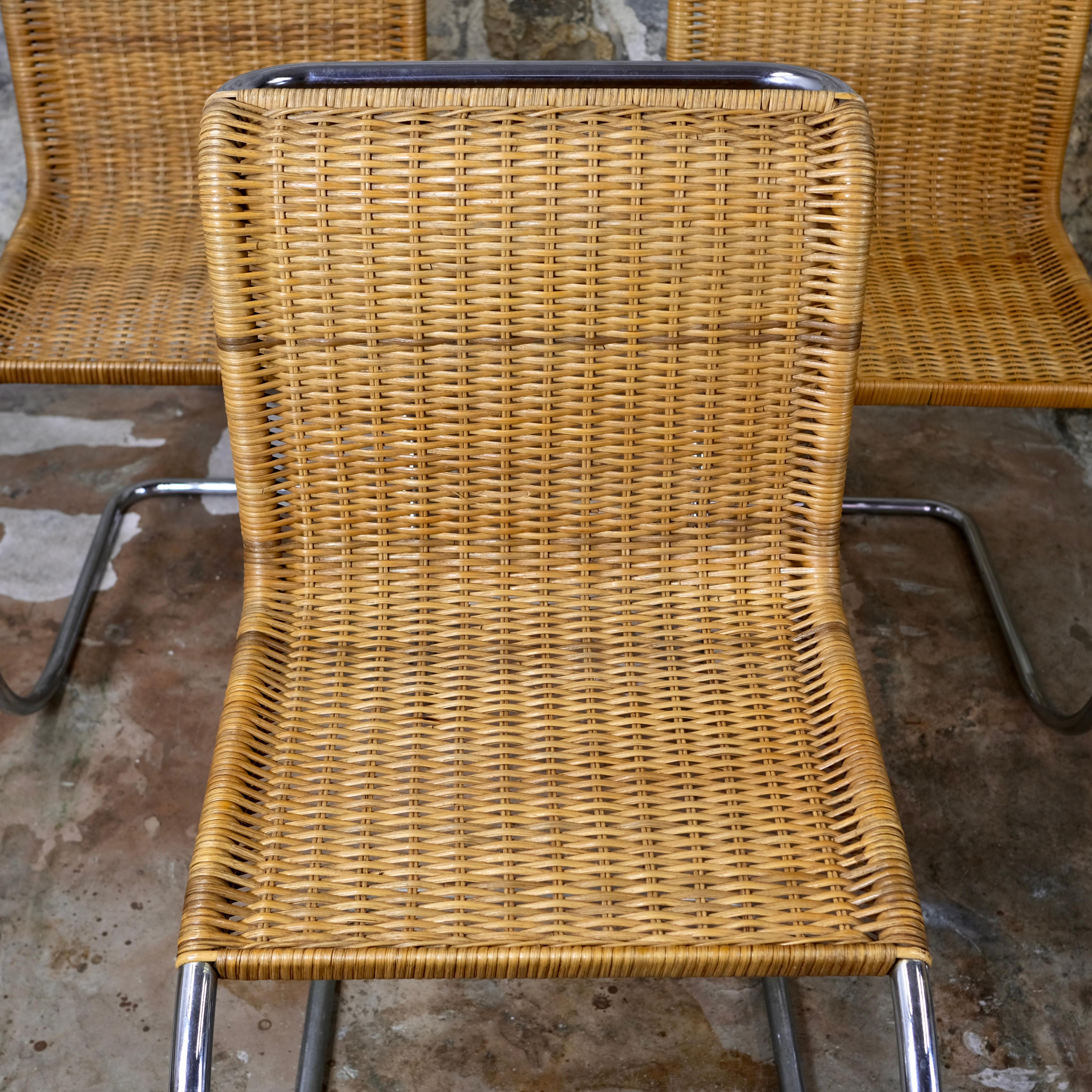Set of 4 MR10 wicker chairs by Mies Van Der Rohe, Knoll, 1970s 3