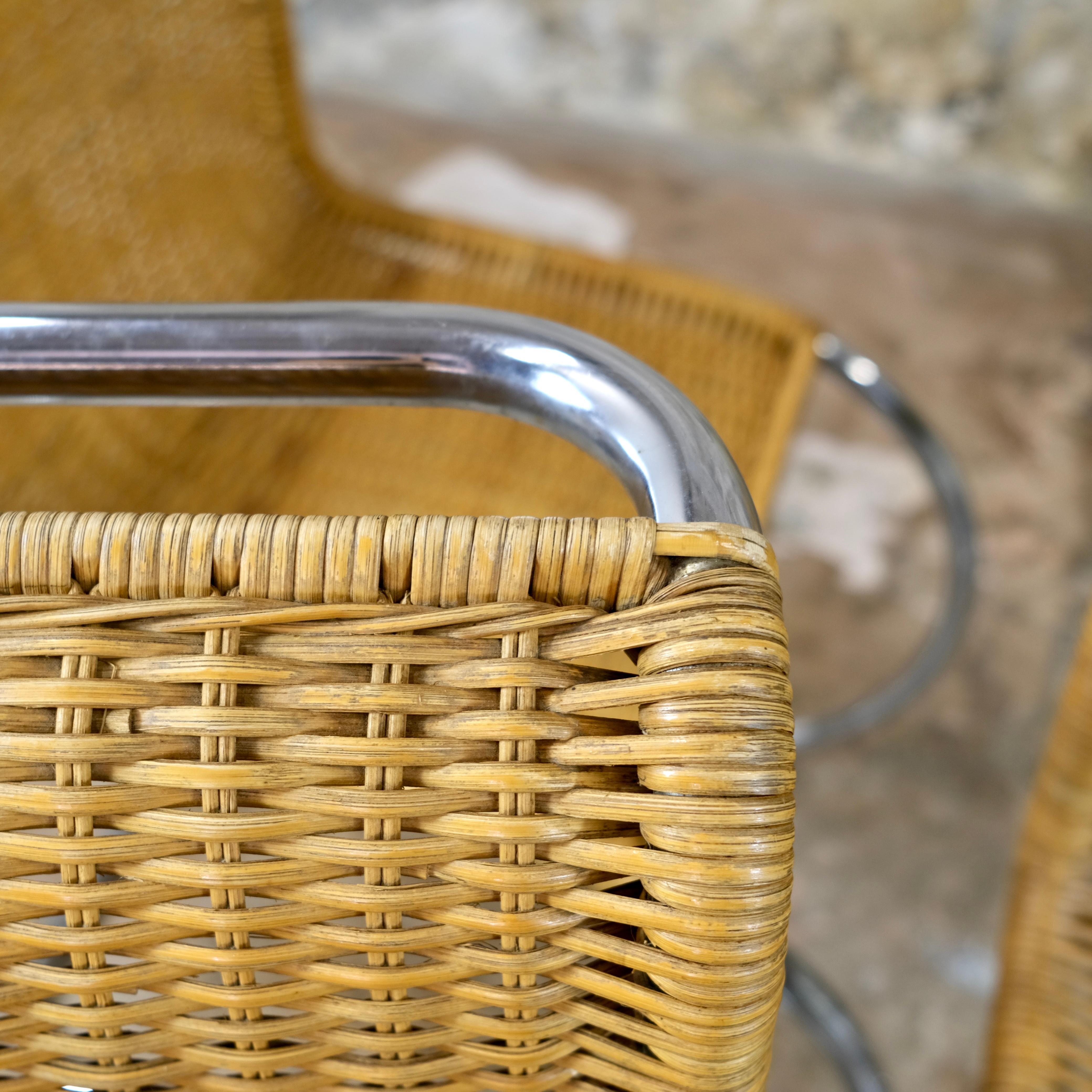 Set of 4 MR10 wicker chairs by Mies Van Der Rohe, Knoll, 1970s 13
