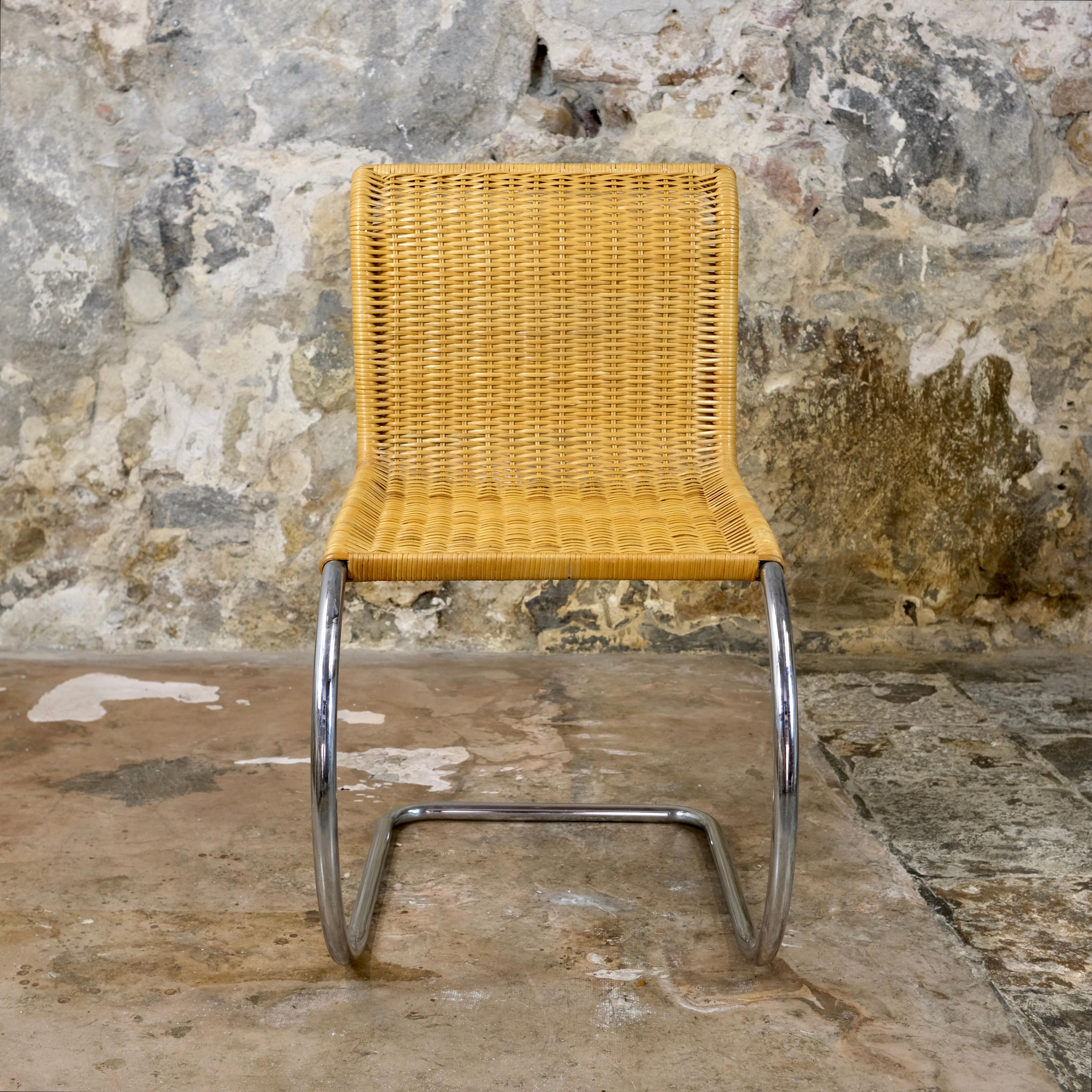 German Set of 4 MR10 wicker chairs by Mies Van Der Rohe, Knoll, 1970s