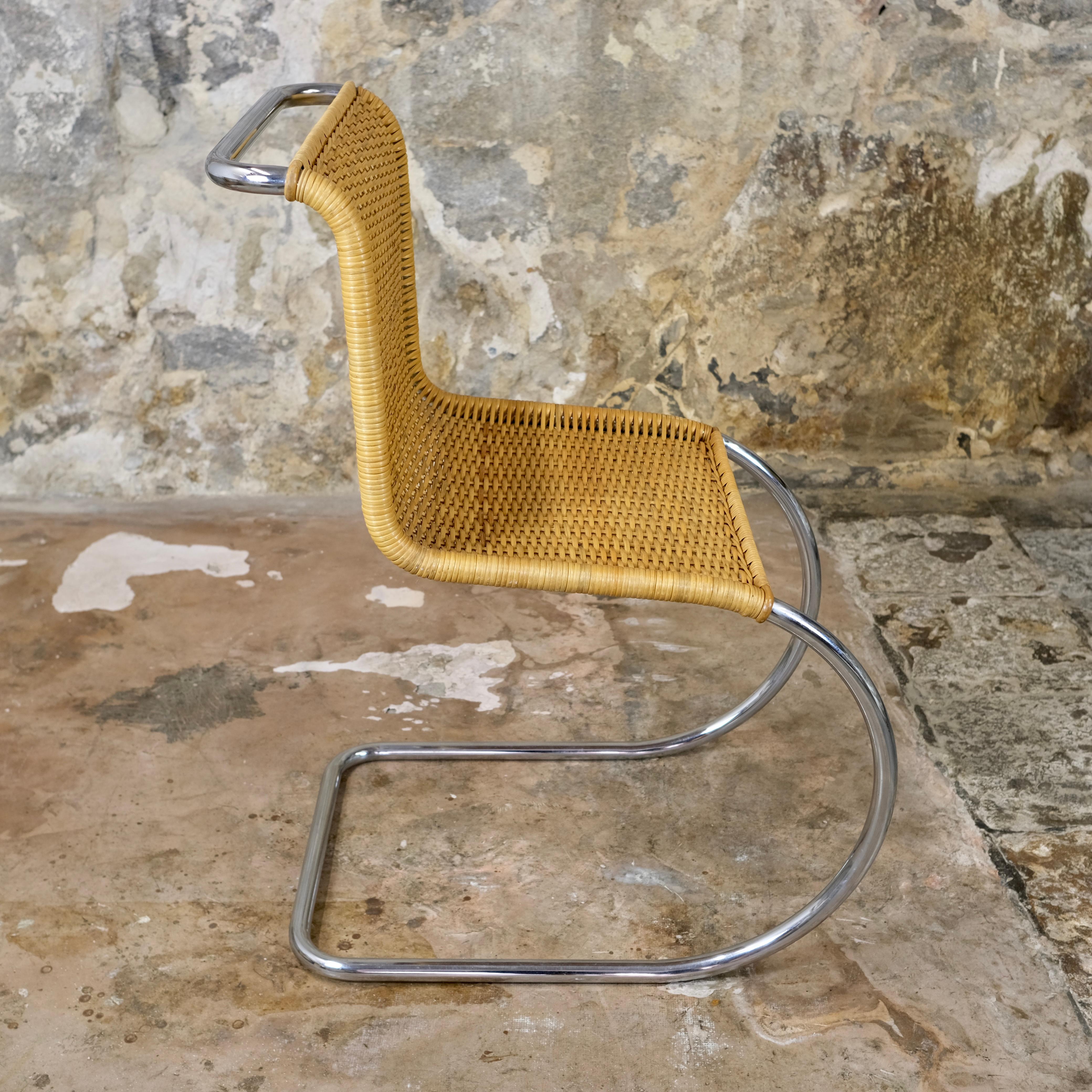 Set of 4 MR10 wicker chairs by Mies Van Der Rohe, Knoll, 1970s 1