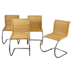 Set of 4 MR10 wicker chairs by Mies Van Der Rohe, Knoll, 1970s