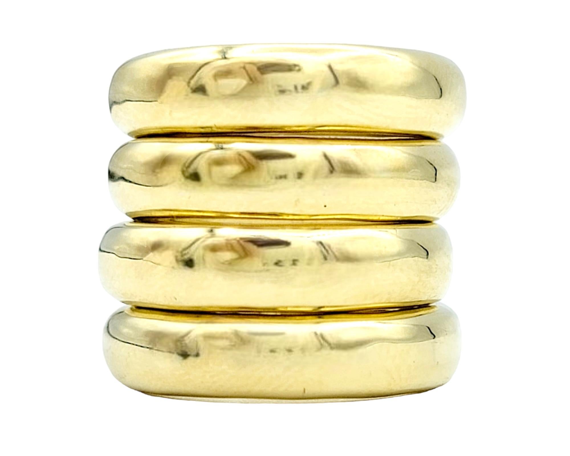 Set of 4 Multi-Gemstone Stacking Band Rings in Polished 18 Karat Yellow Gold  For Sale 5