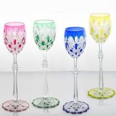 Set of 4 Multicolor Baccarat Crystal Tsar Glasses, France