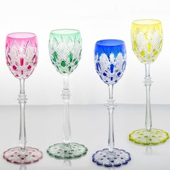 Set of 4 Multicolor Baccarat Crystal Tsar Glasses, France
