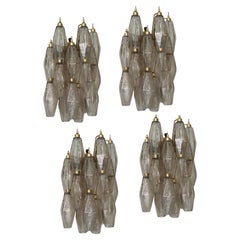 Set of 4 Murano Corridor Wall Sconces with sand colored glass prisms