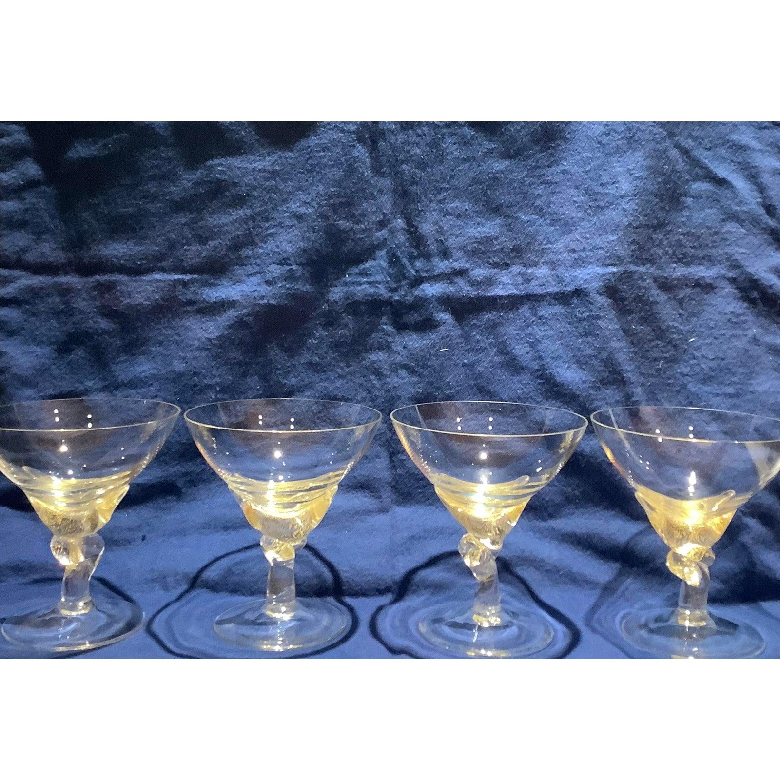 Italian Set of 4 Murano Glass Desert Coupes or Champagne Flutes